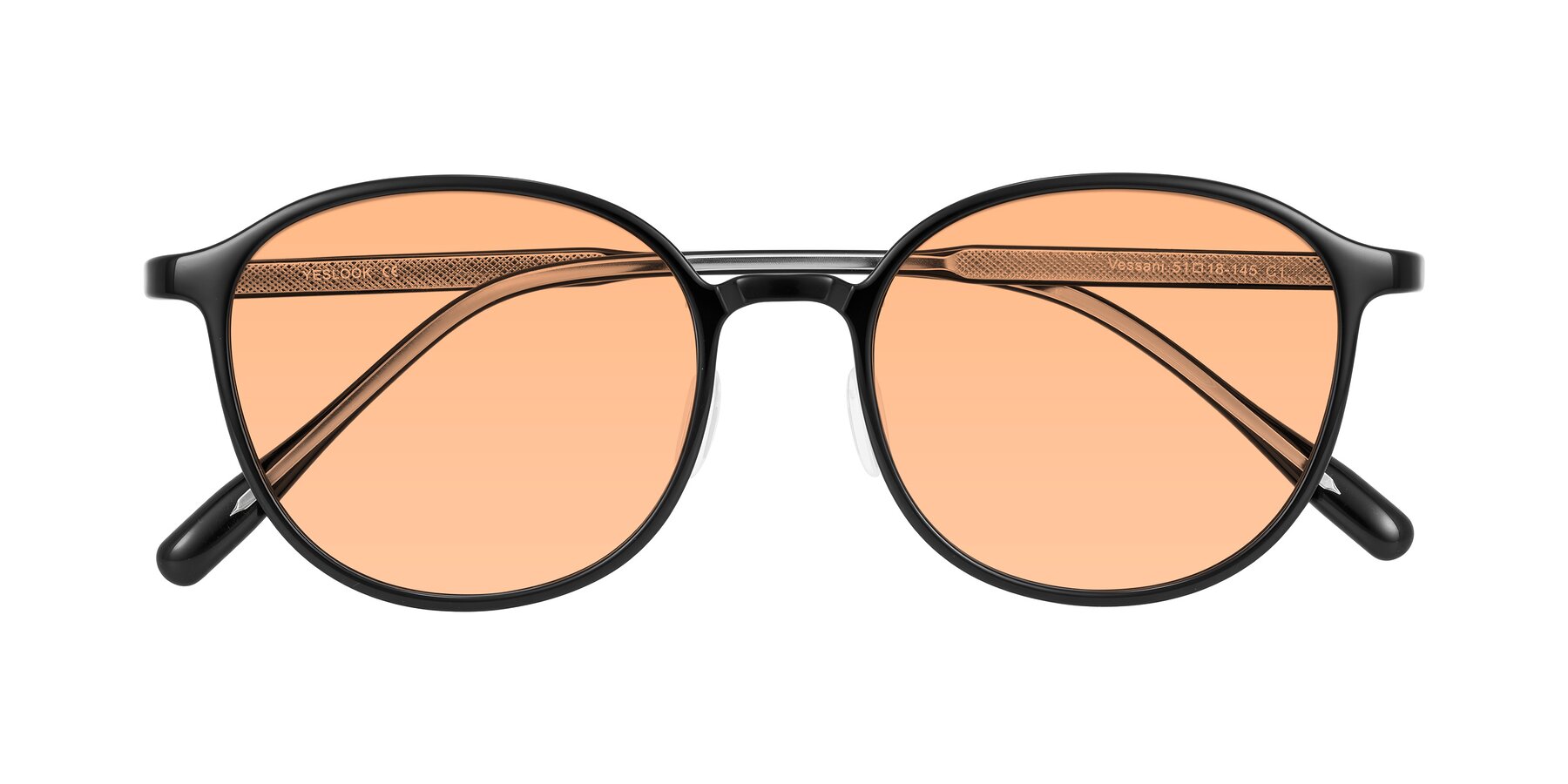 Folded Front of Vessani in Black with Light Orange Tinted Lenses