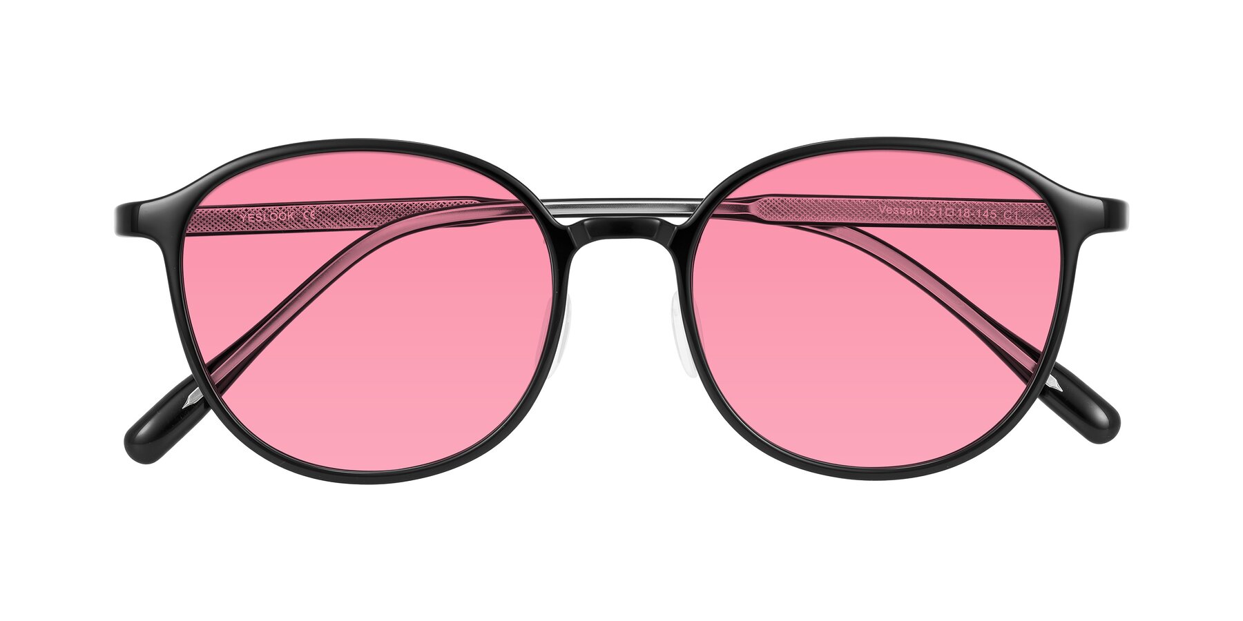 Folded Front of Vessani in Black with Pink Tinted Lenses