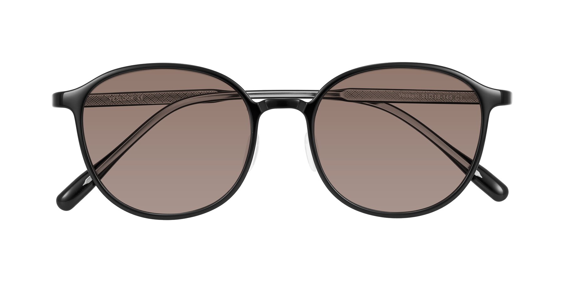Folded Front of Vessani in Black with Medium Brown Tinted Lenses