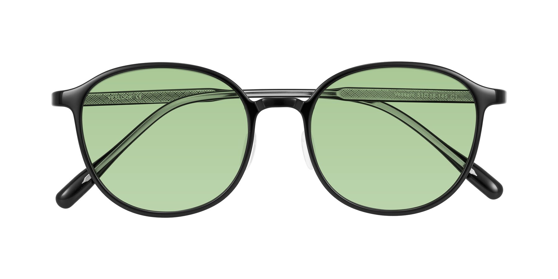 Folded Front of Vessani in Black with Medium Green Tinted Lenses