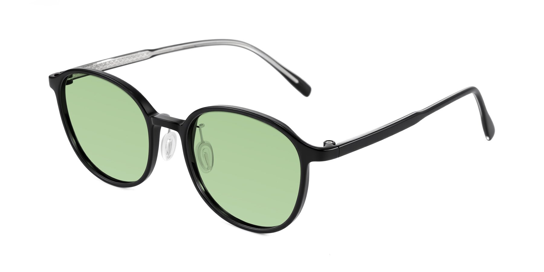 Angle of Vessani in Black with Medium Green Tinted Lenses