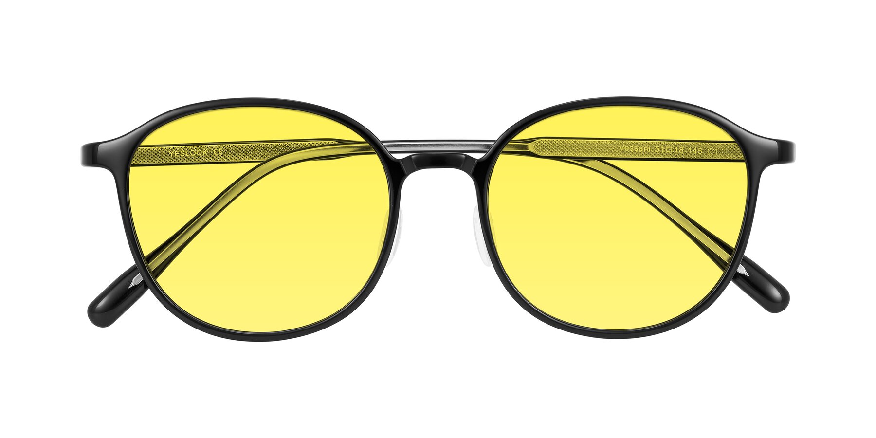 Folded Front of Vessani in Black with Medium Yellow Tinted Lenses