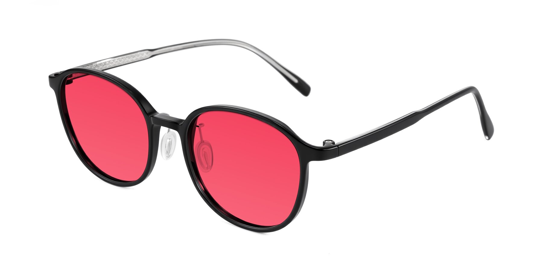 Angle of Vessani in Black with Red Tinted Lenses