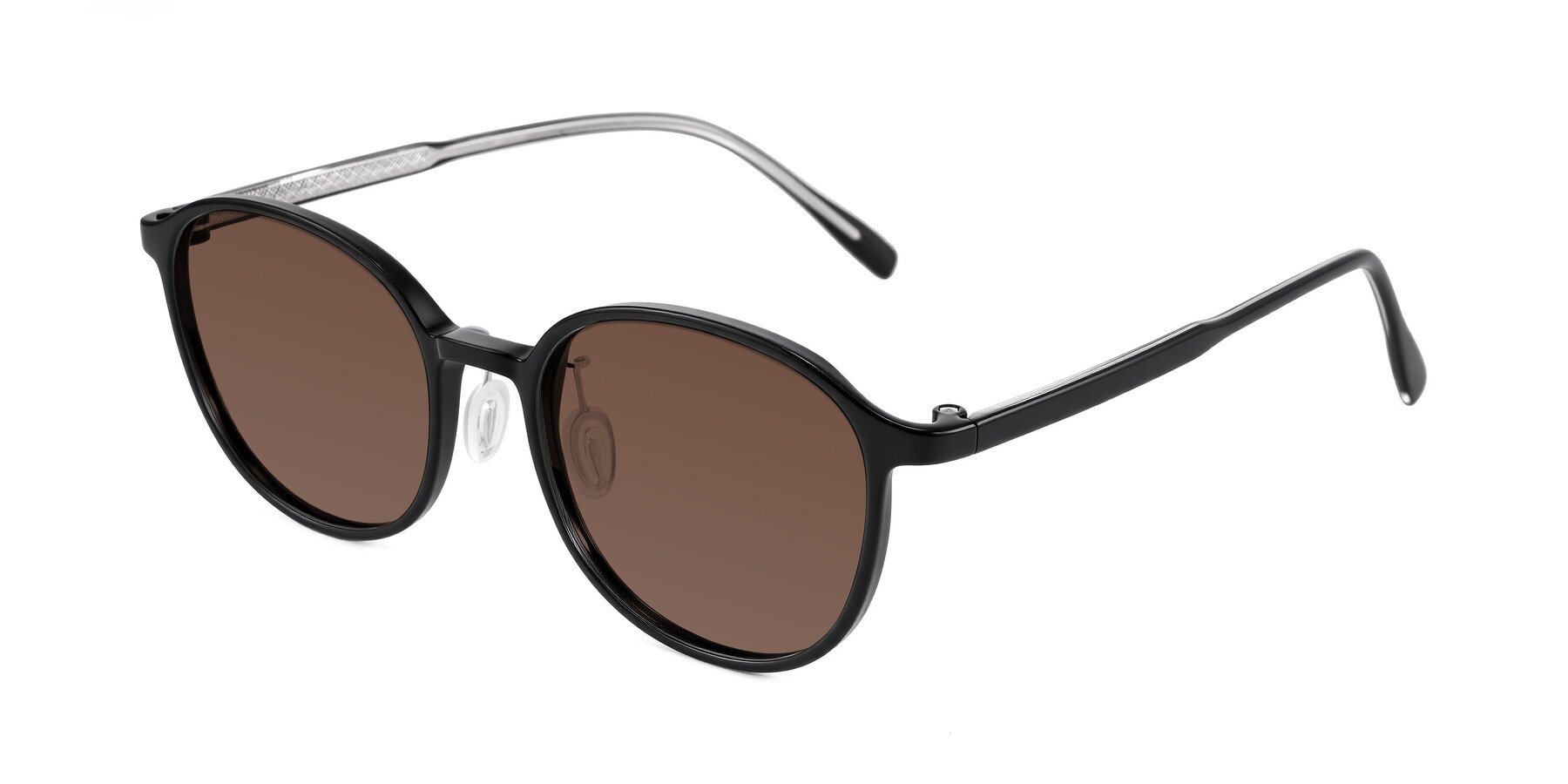 Angle of Vessani in Black with Brown Tinted Lenses