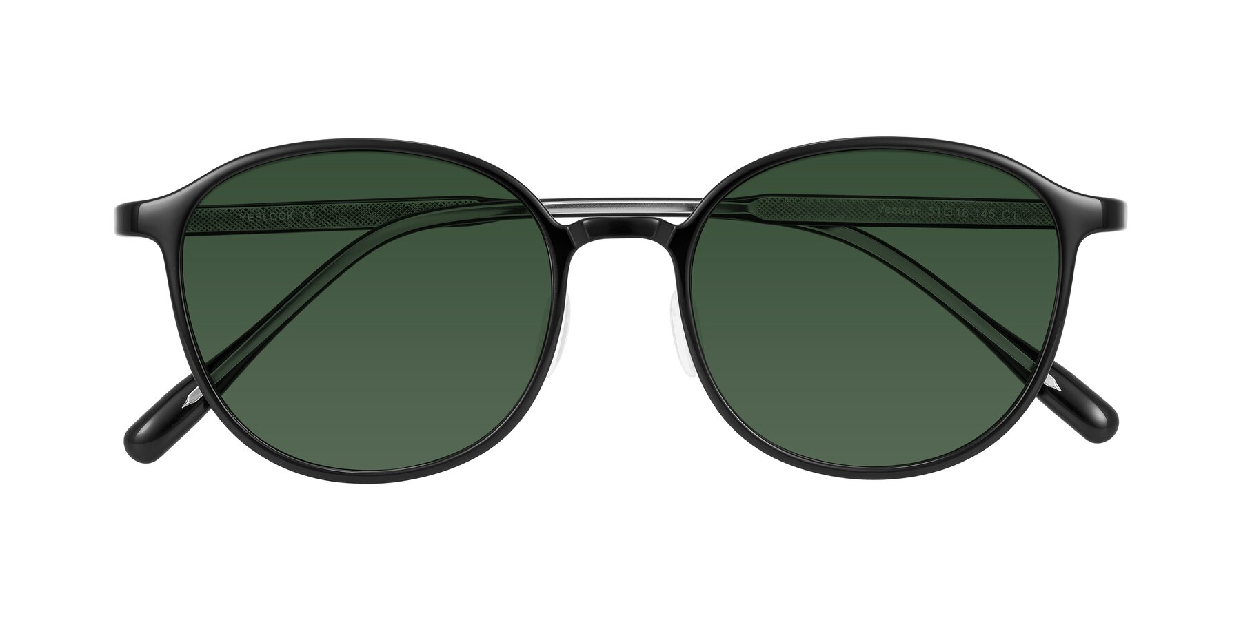 Folded Front of Vessani in Black with Green Tinted Lenses