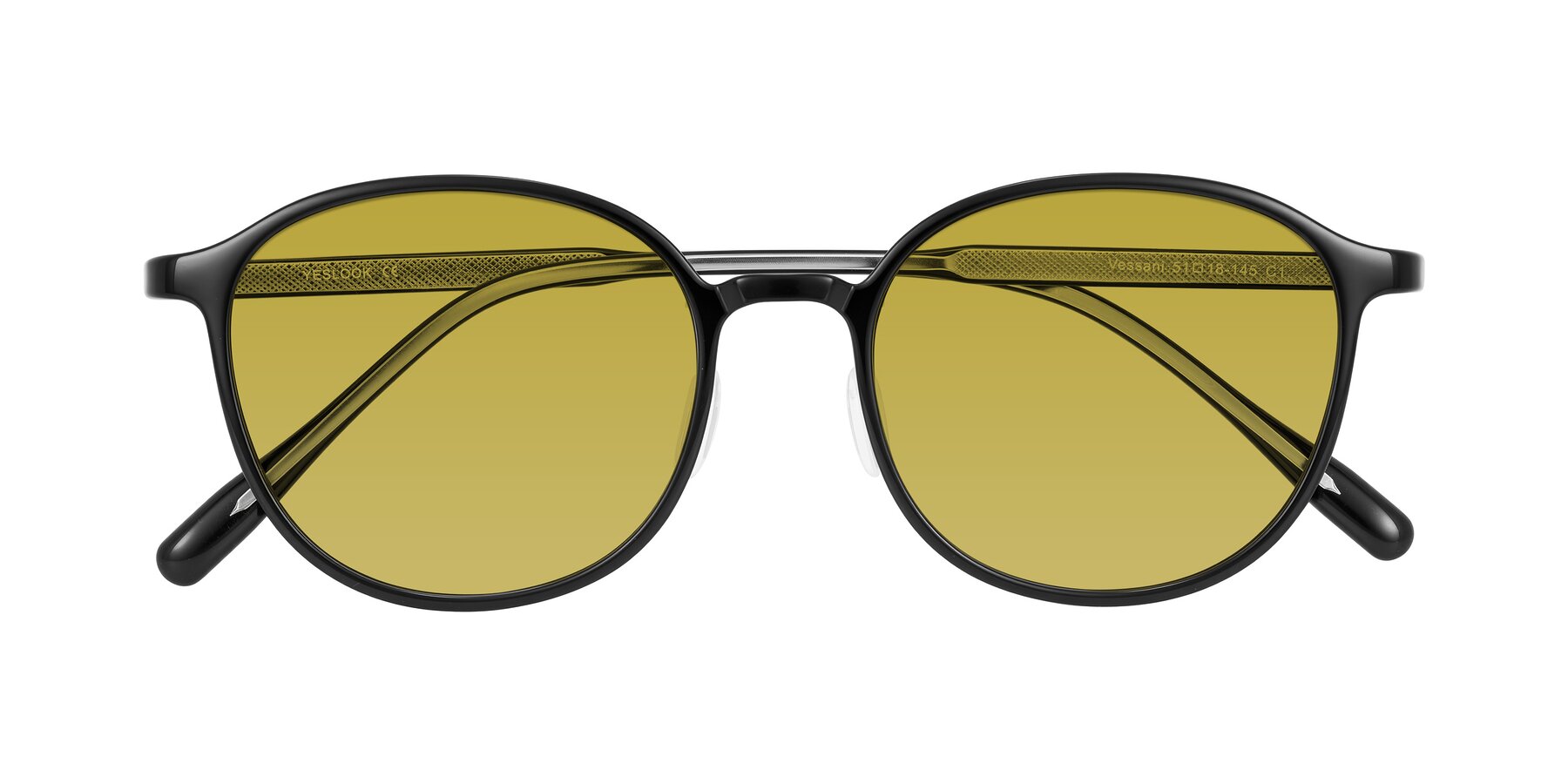 Folded Front of Vessani in Black with Champagne Tinted Lenses