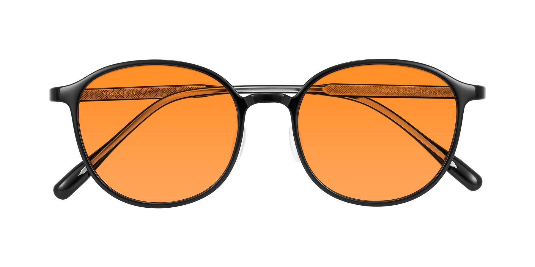 Folded Front of Vessani in Black with Orange Tinted Lenses