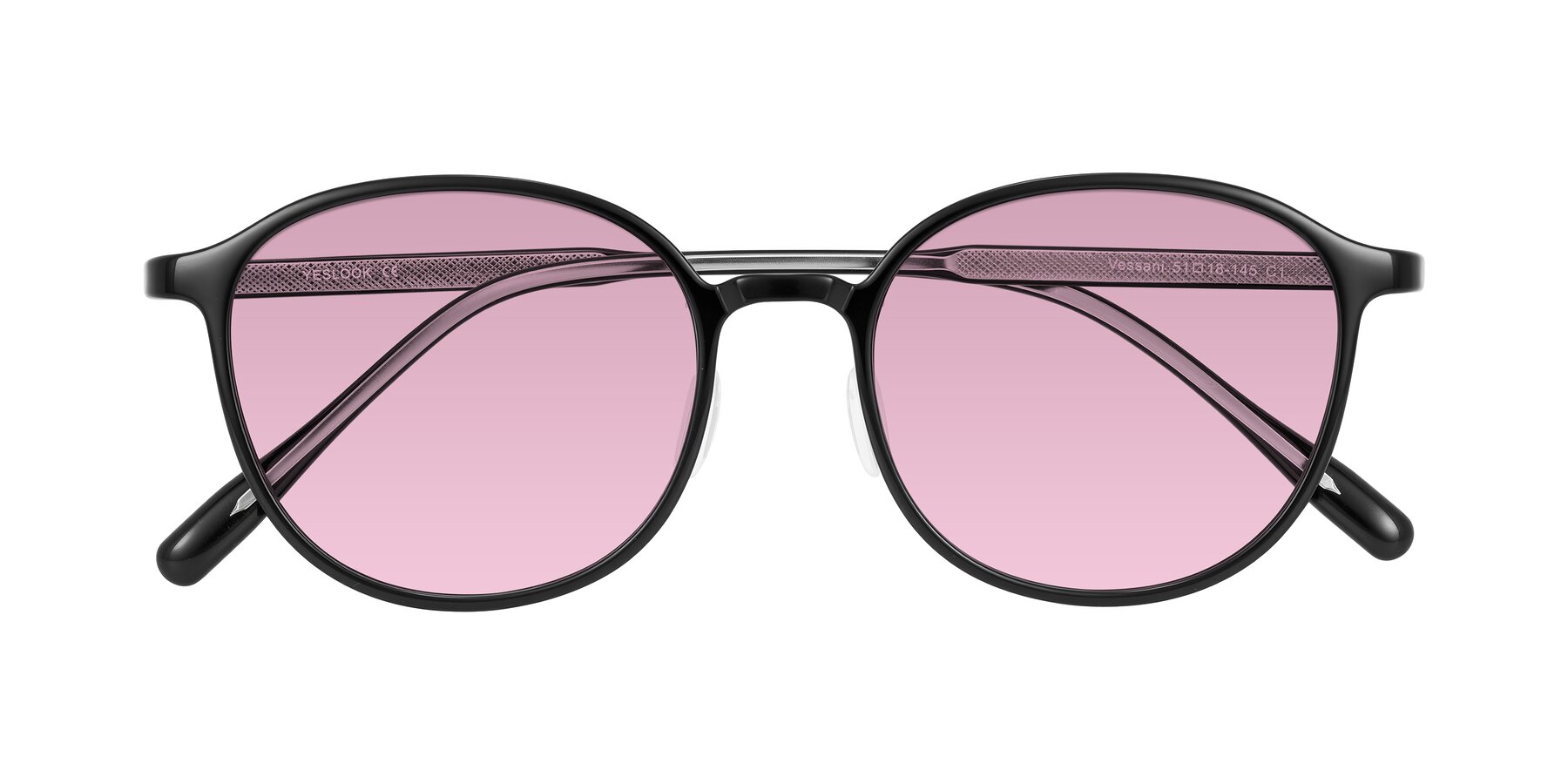 Folded Front of Vessani in Black with Light Wine Tinted Lenses