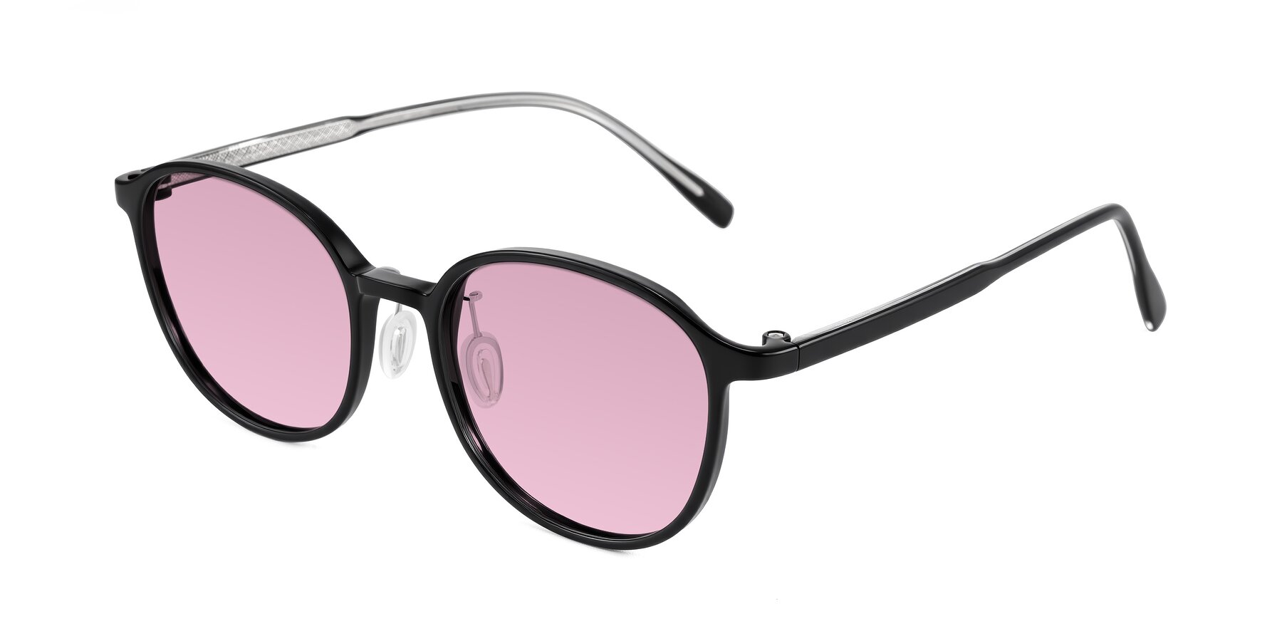 Angle of Vessani in Black with Light Wine Tinted Lenses