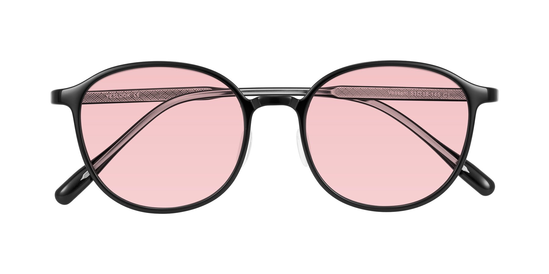 Folded Front of Vessani in Black with Light Garnet Tinted Lenses