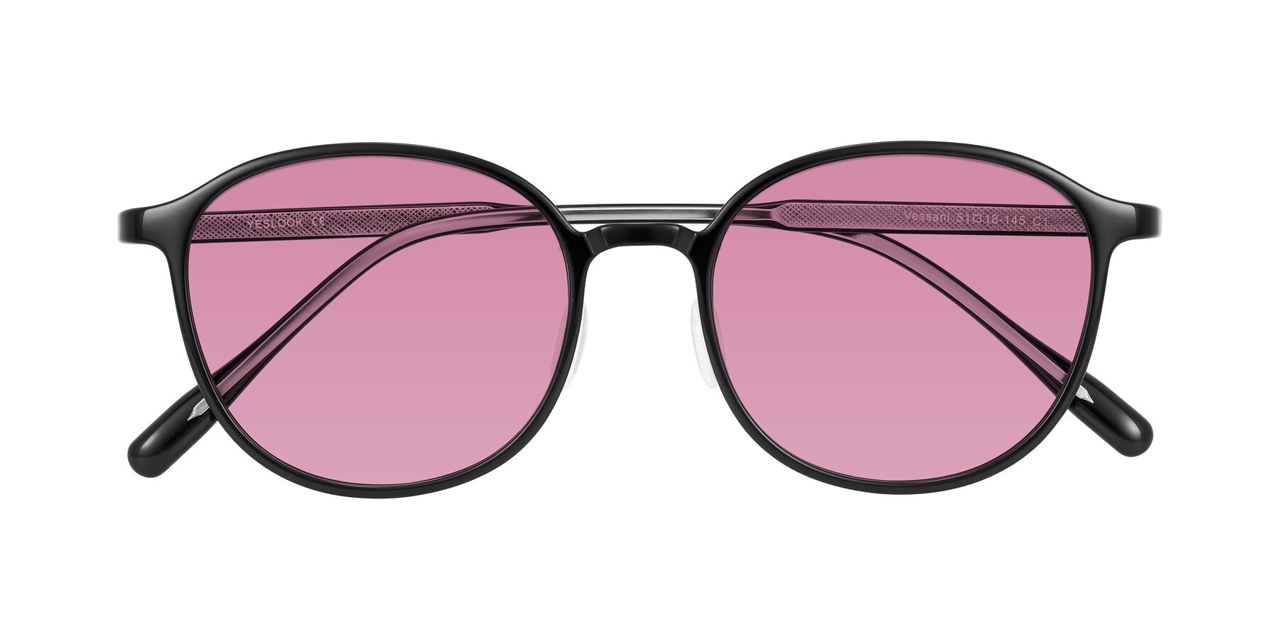 Folded Front of Vessani in Black with Medium Wine Tinted Lenses