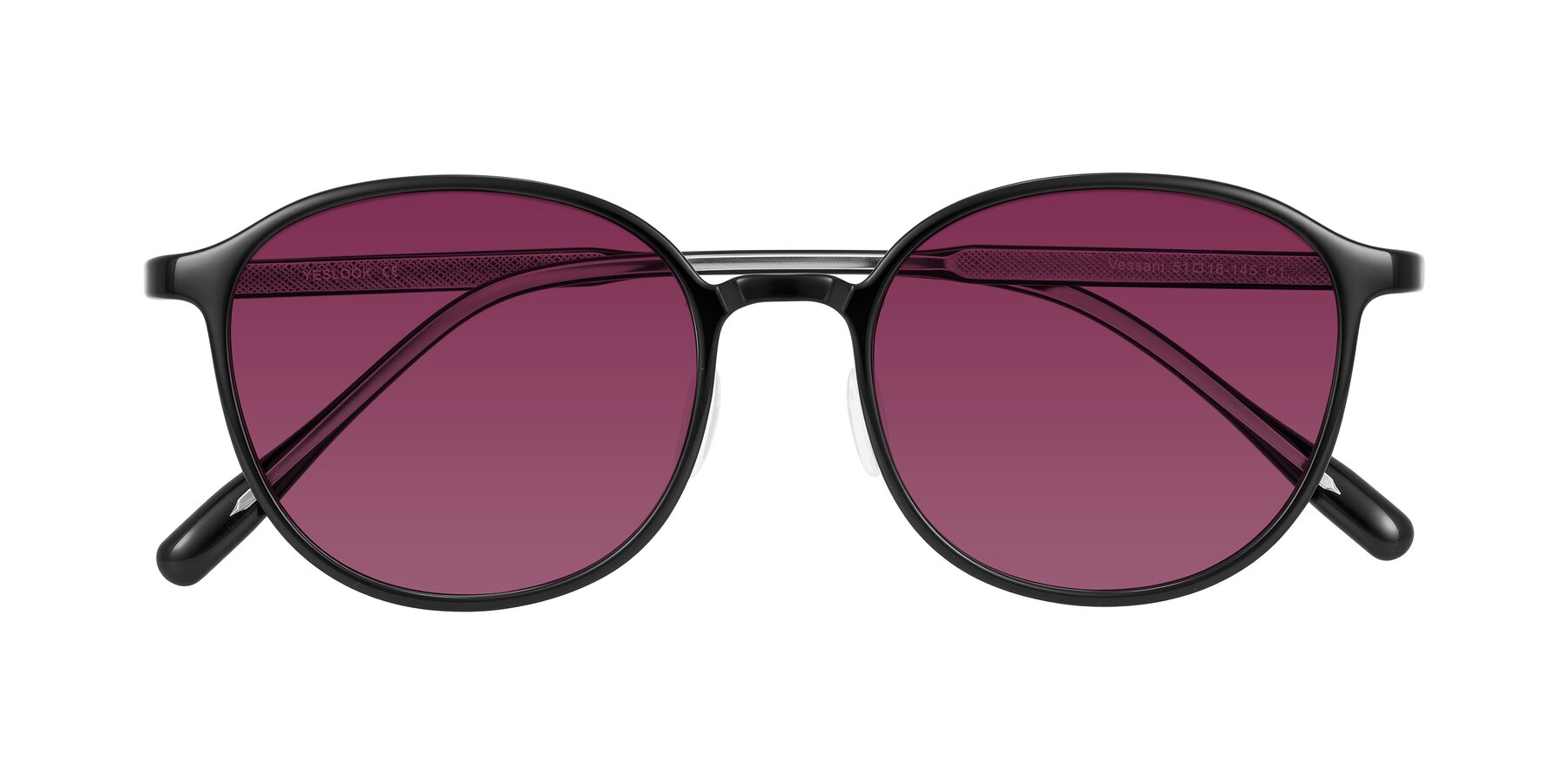 Folded Front of Vessani in Black with Wine Tinted Lenses