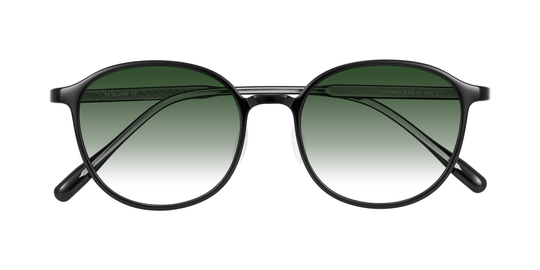 Folded Front of Vessani in Black with Green Gradient Lenses