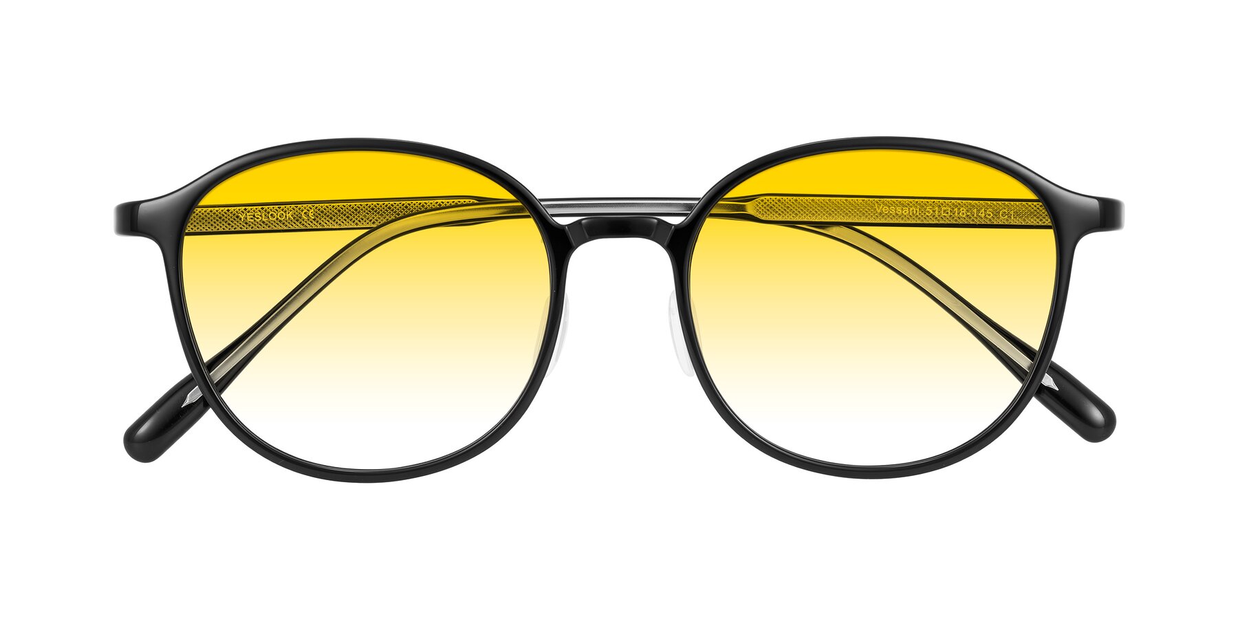 Folded Front of Vessani in Black with Yellow Gradient Lenses