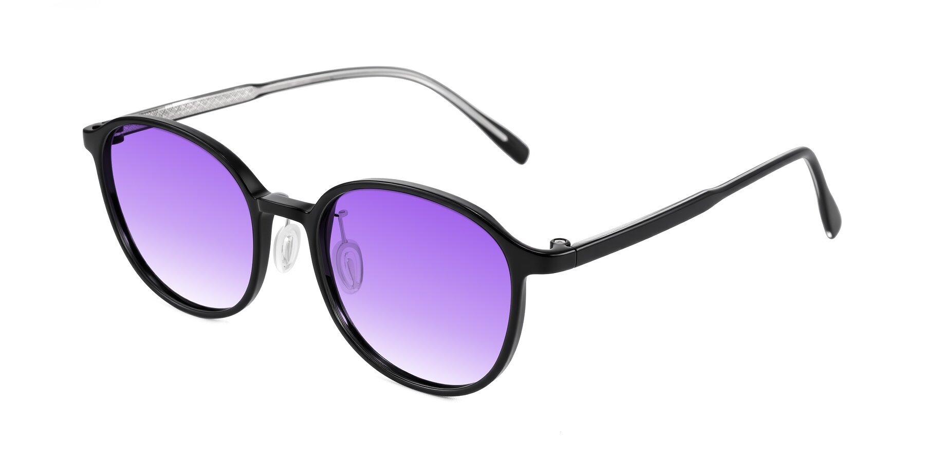 Angle of Vessani in Black with Purple Gradient Lenses