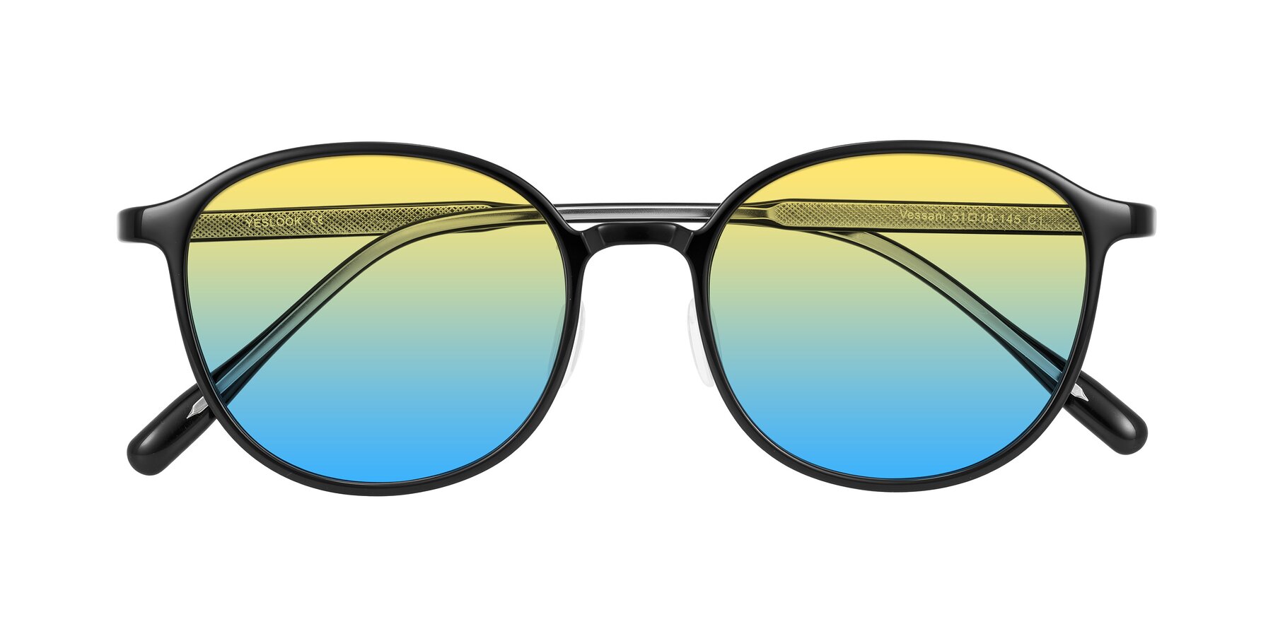 Folded Front of Vessani in Black with Yellow / Blue Gradient Lenses
