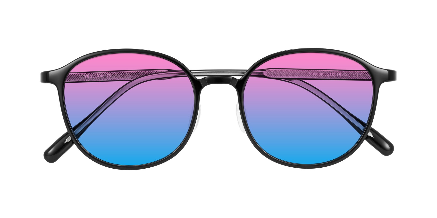 Folded Front of Vessani in Black with Pink / Blue Gradient Lenses