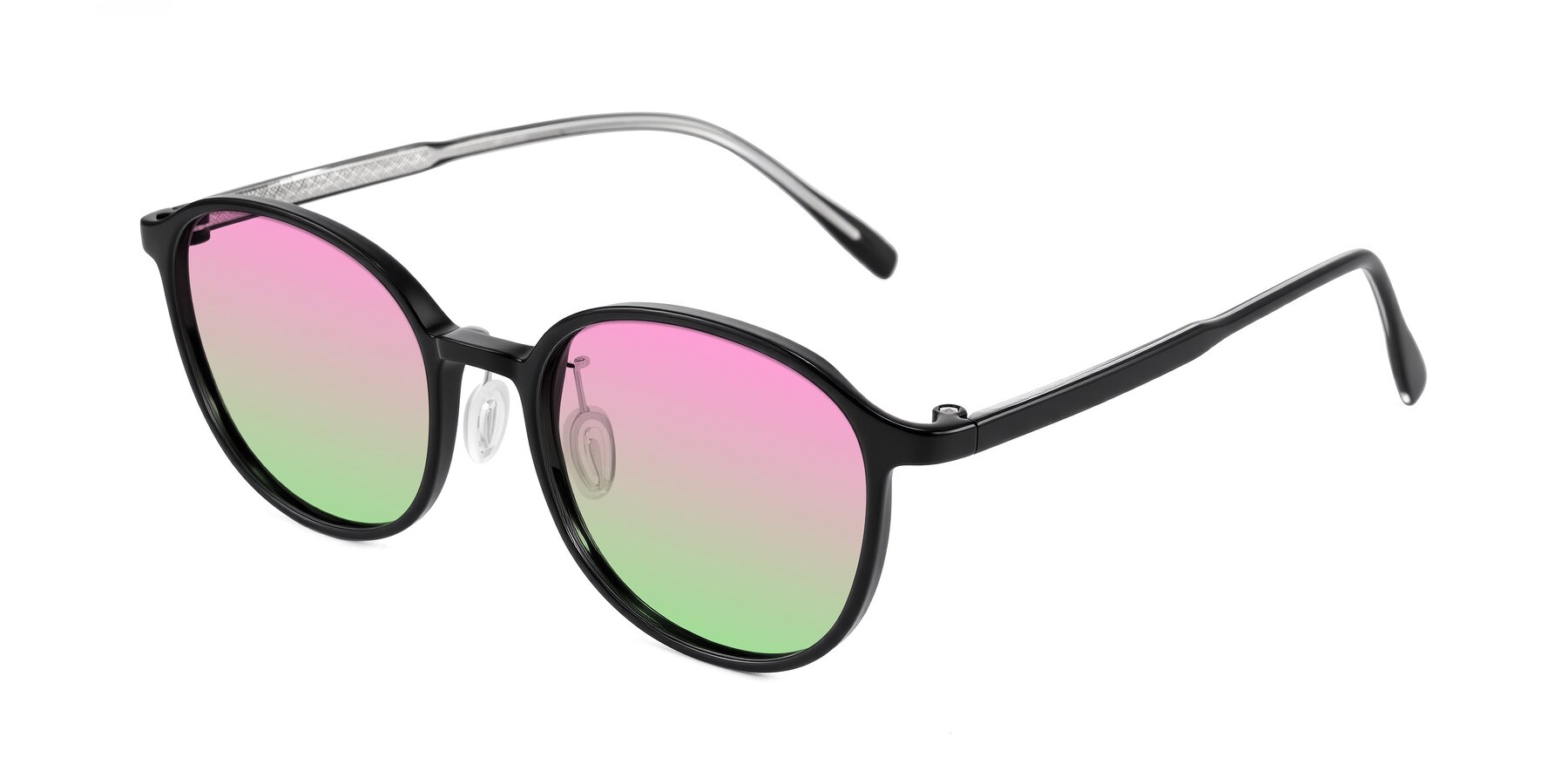 Angle of Vessani in Black with Pink / Green Gradient Lenses