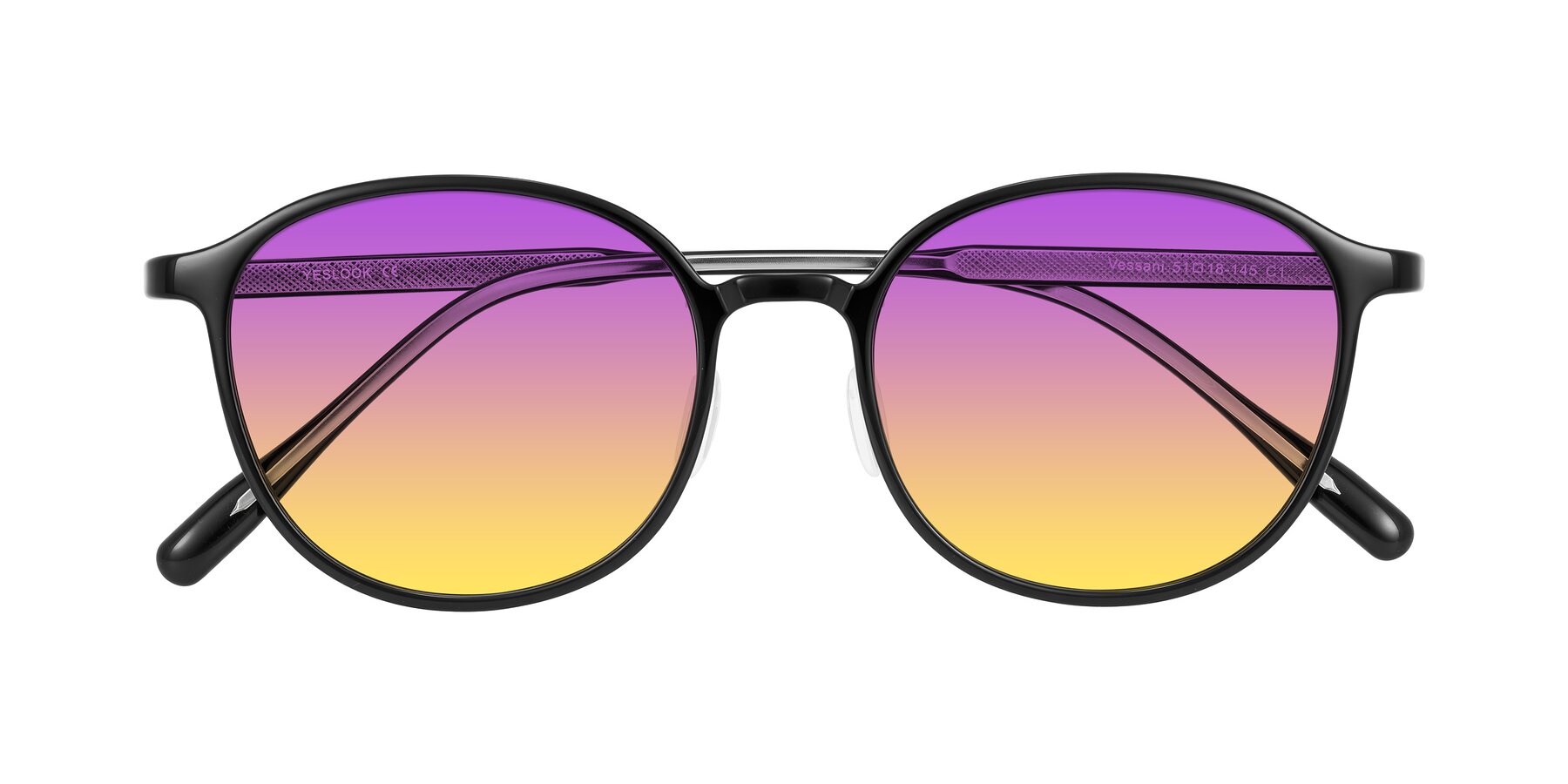 Folded Front of Vessani in Black with Purple / Yellow Gradient Lenses
