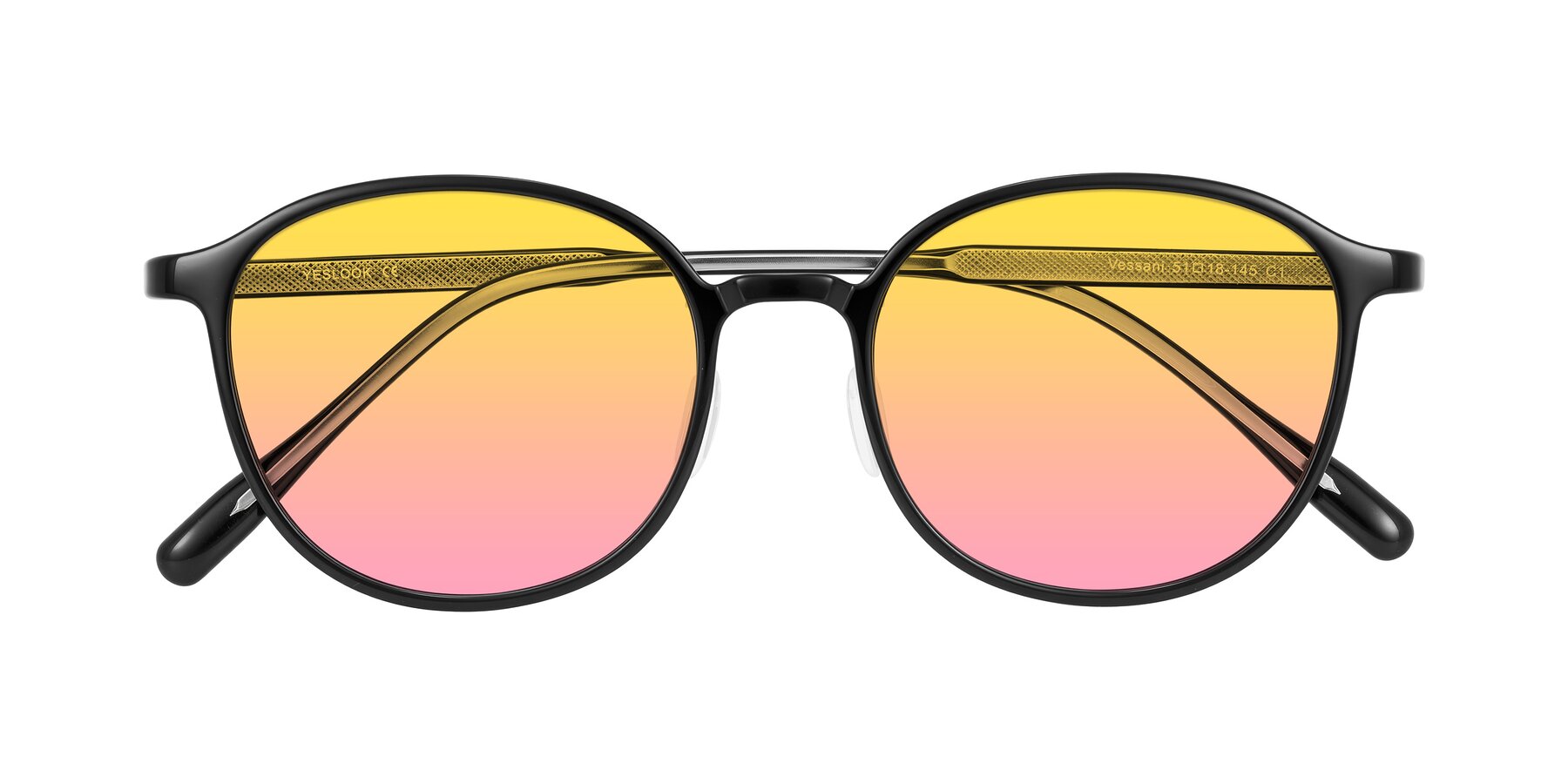 Folded Front of Vessani in Black with Yellow / Pink Gradient Lenses