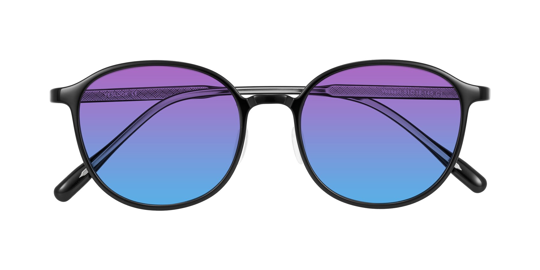 Folded Front of Vessani in Black with Purple / Blue Gradient Lenses