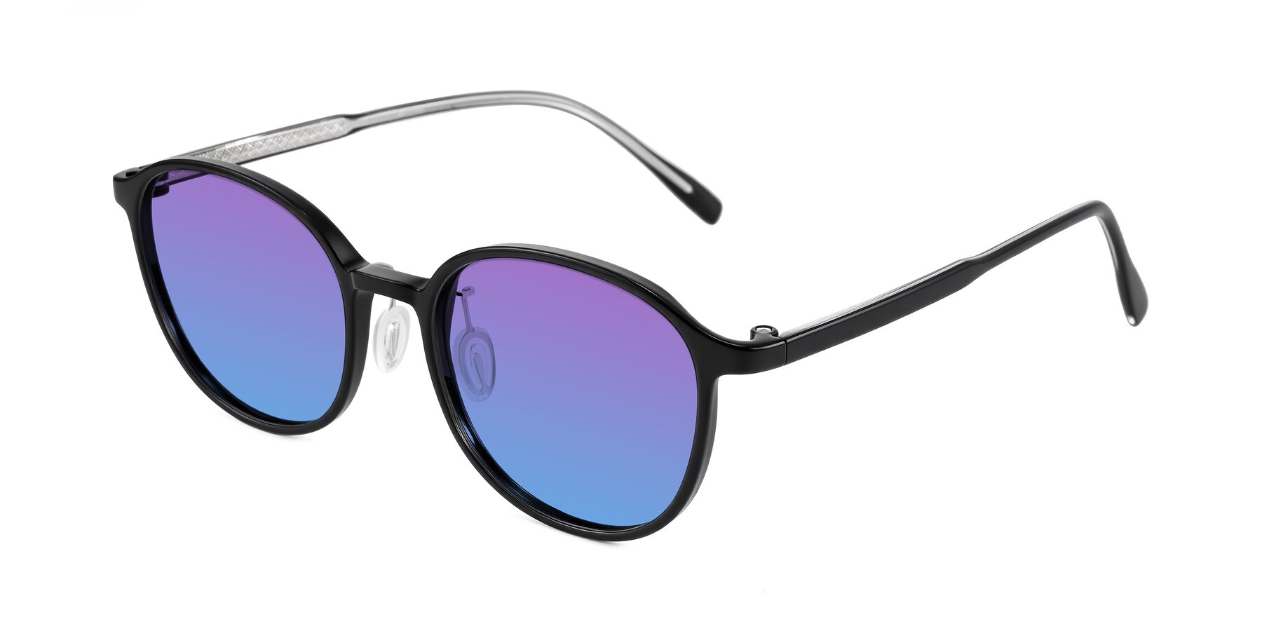 Angle of Vessani in Black with Purple / Blue Gradient Lenses