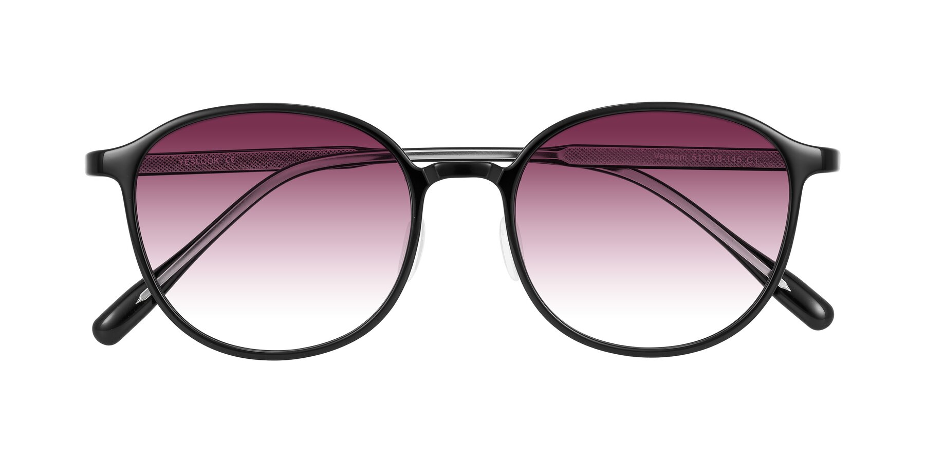 Folded Front of Vessani in Black with Wine Gradient Lenses