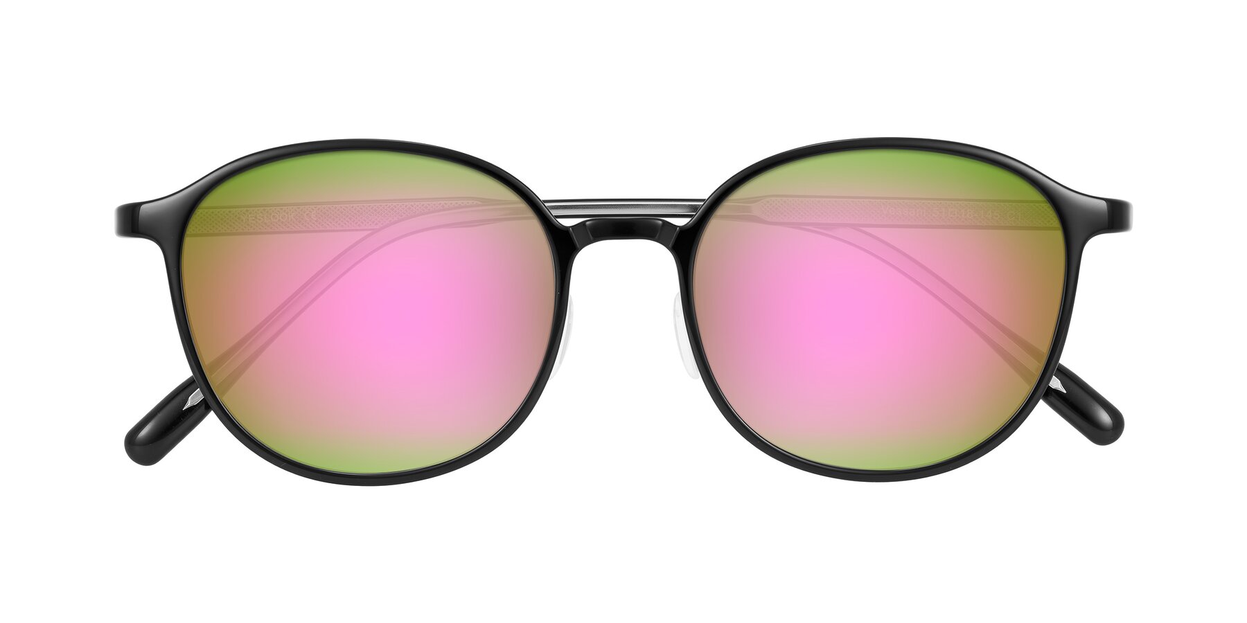 Folded Front of Vessani in Black with Pink Mirrored Lenses