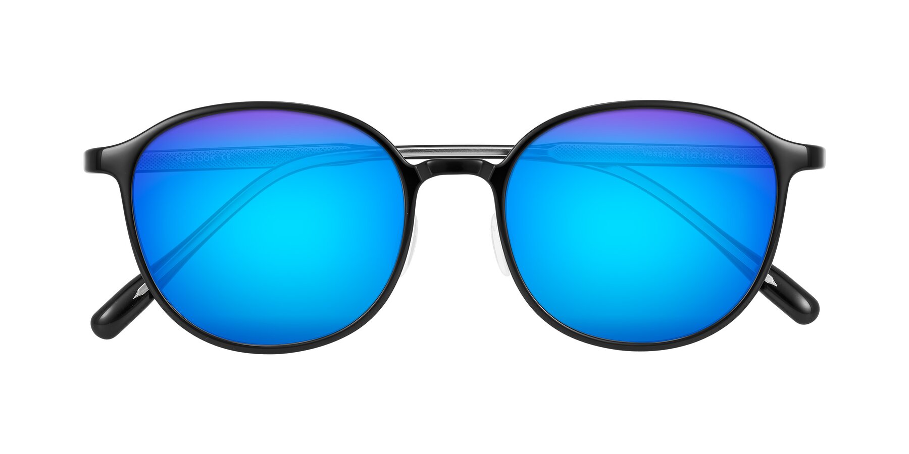 Folded Front of Vessani in Black with Blue Mirrored Lenses