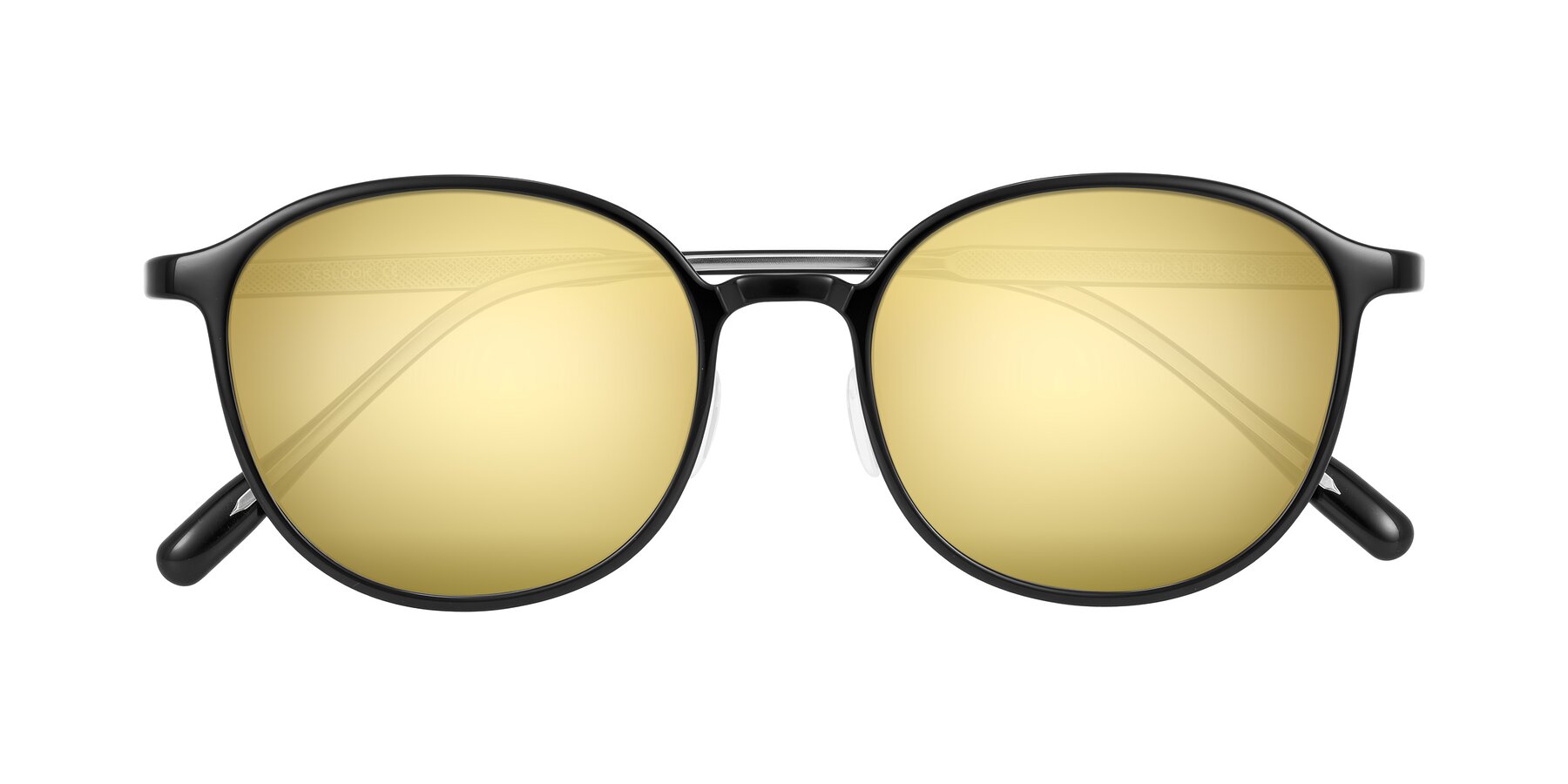 Folded Front of Vessani in Black with Gold Mirrored Lenses
