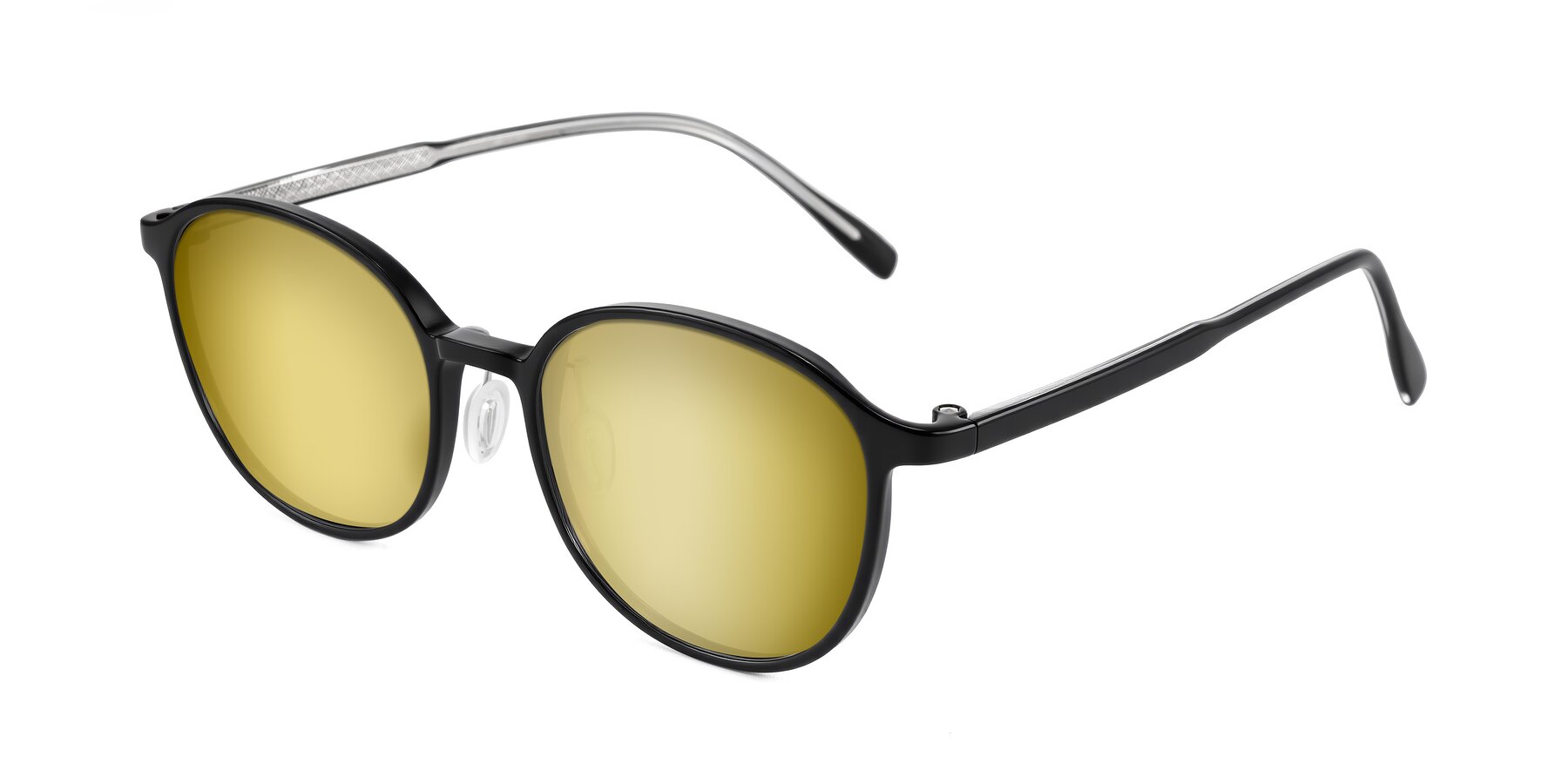 Angle of Vessani in Black with Gold Mirrored Lenses