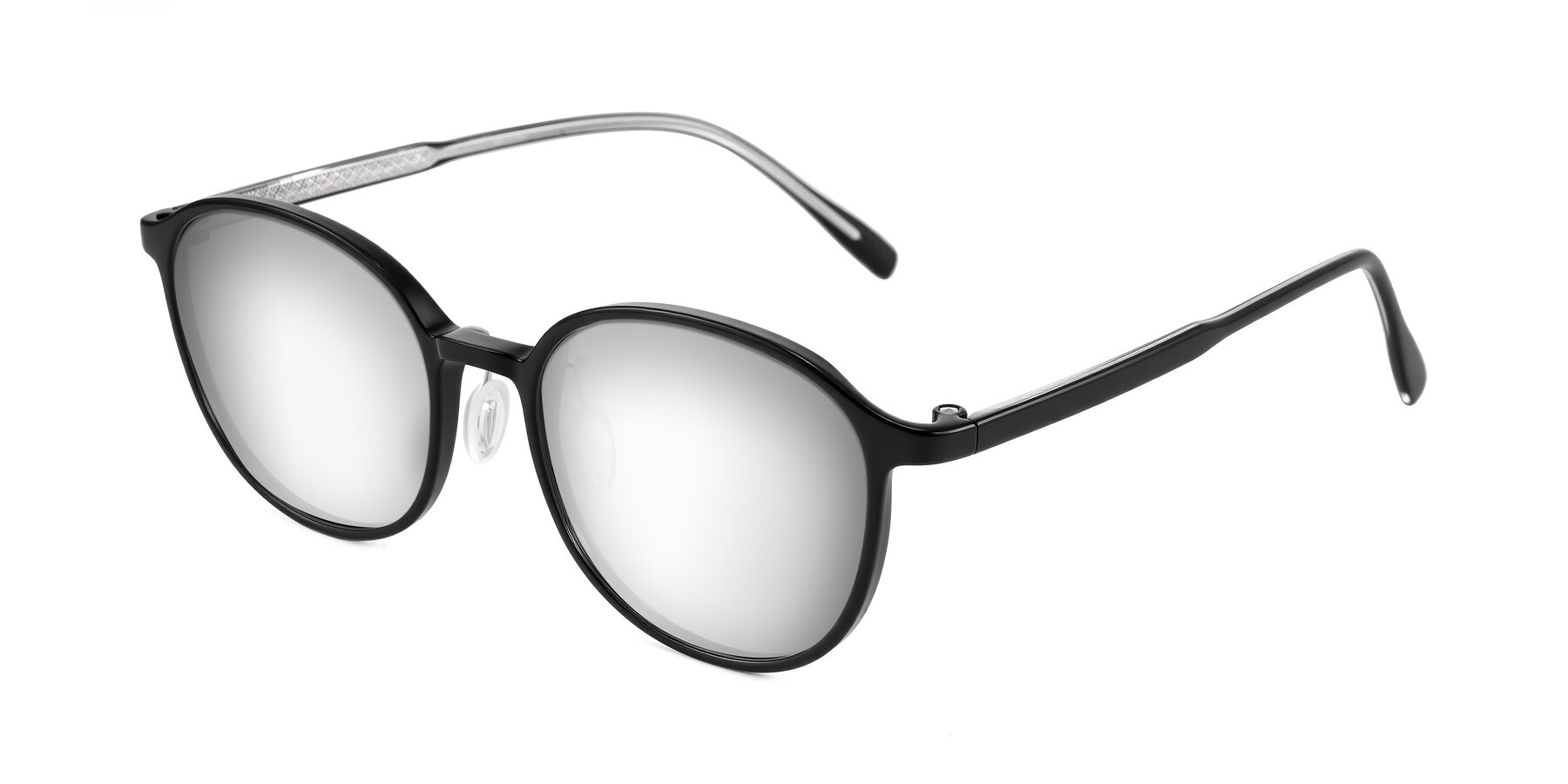 Angle of Vessani in Black with Silver Mirrored Lenses