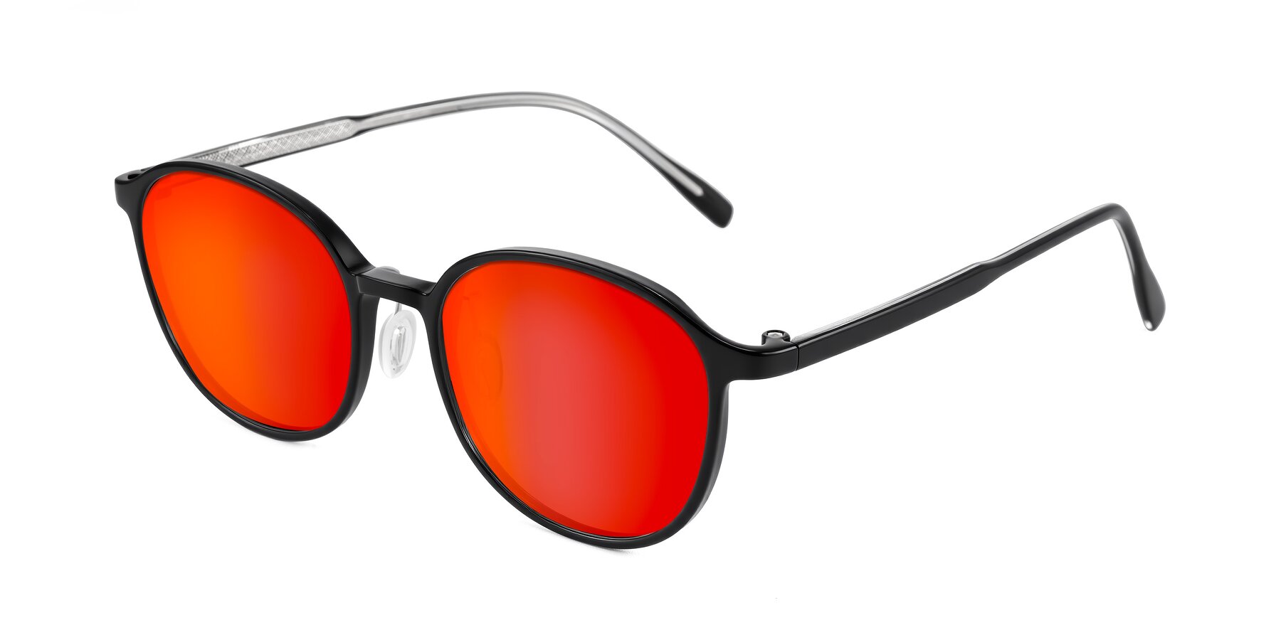 Angle of Vessani in Black with Red Gold Mirrored Lenses