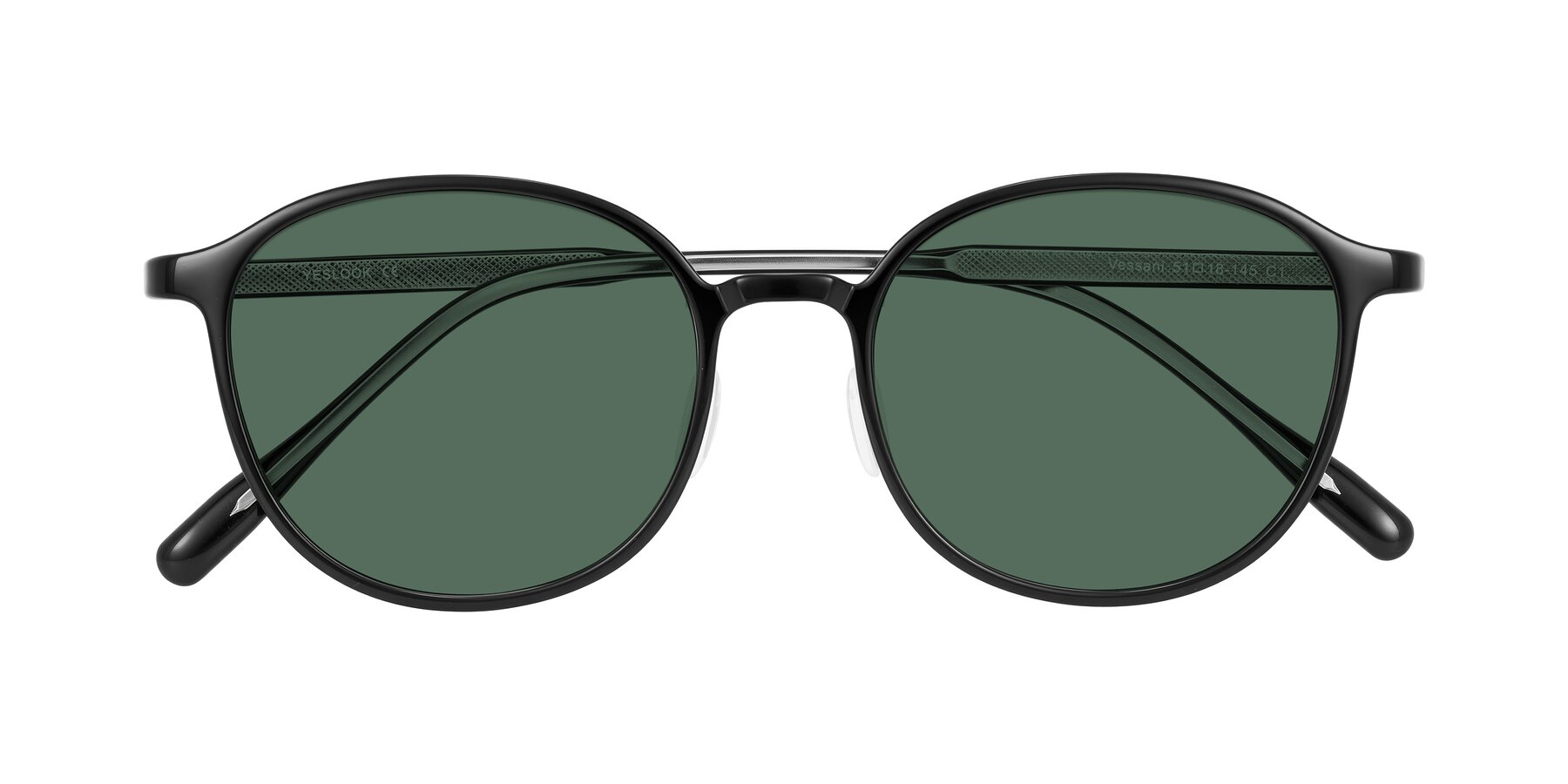 Folded Front of Vessani in Black with Green Polarized Lenses