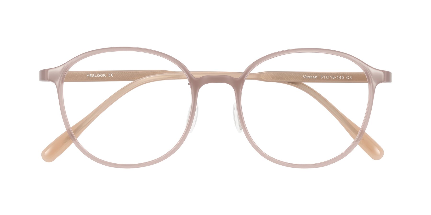 Folded Front of Vessani in Pastel Brown with Clear Eyeglass Lenses