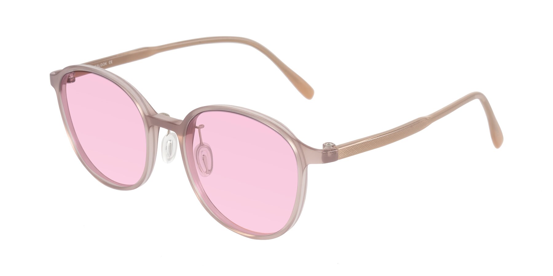 Angle of Vessani in Pastel Brown with Light Pink Tinted Lenses