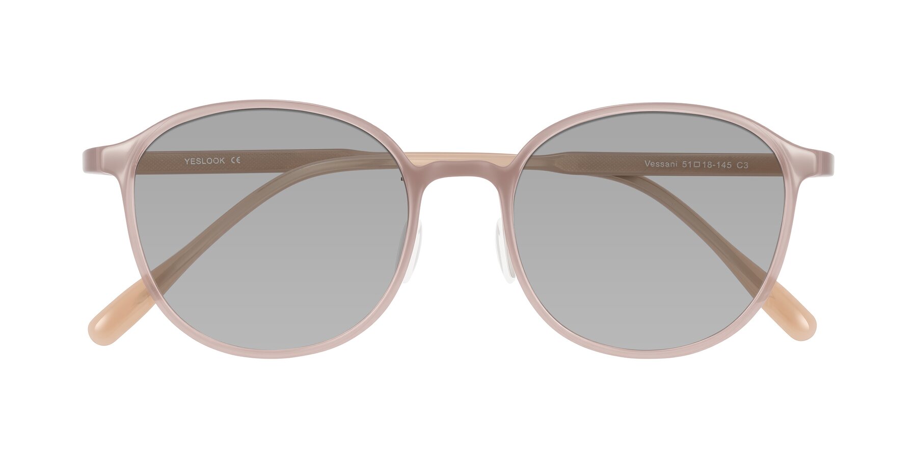Folded Front of Vessani in Pastel Brown with Light Gray Tinted Lenses