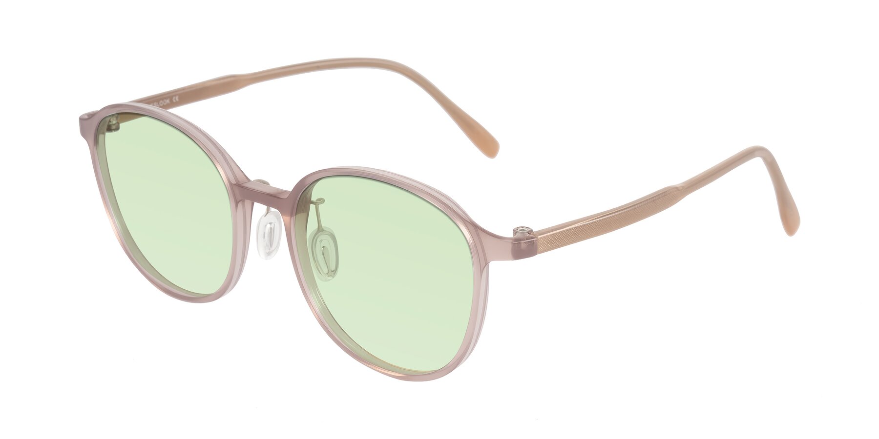 Angle of Vessani in Pastel Brown with Light Green Tinted Lenses