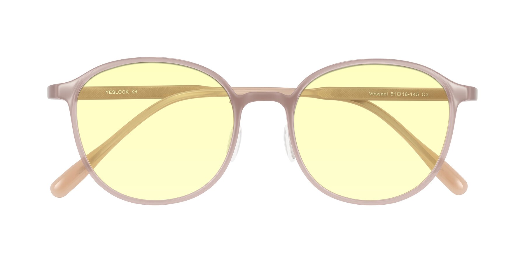 Folded Front of Vessani in Pastel Brown with Light Yellow Tinted Lenses