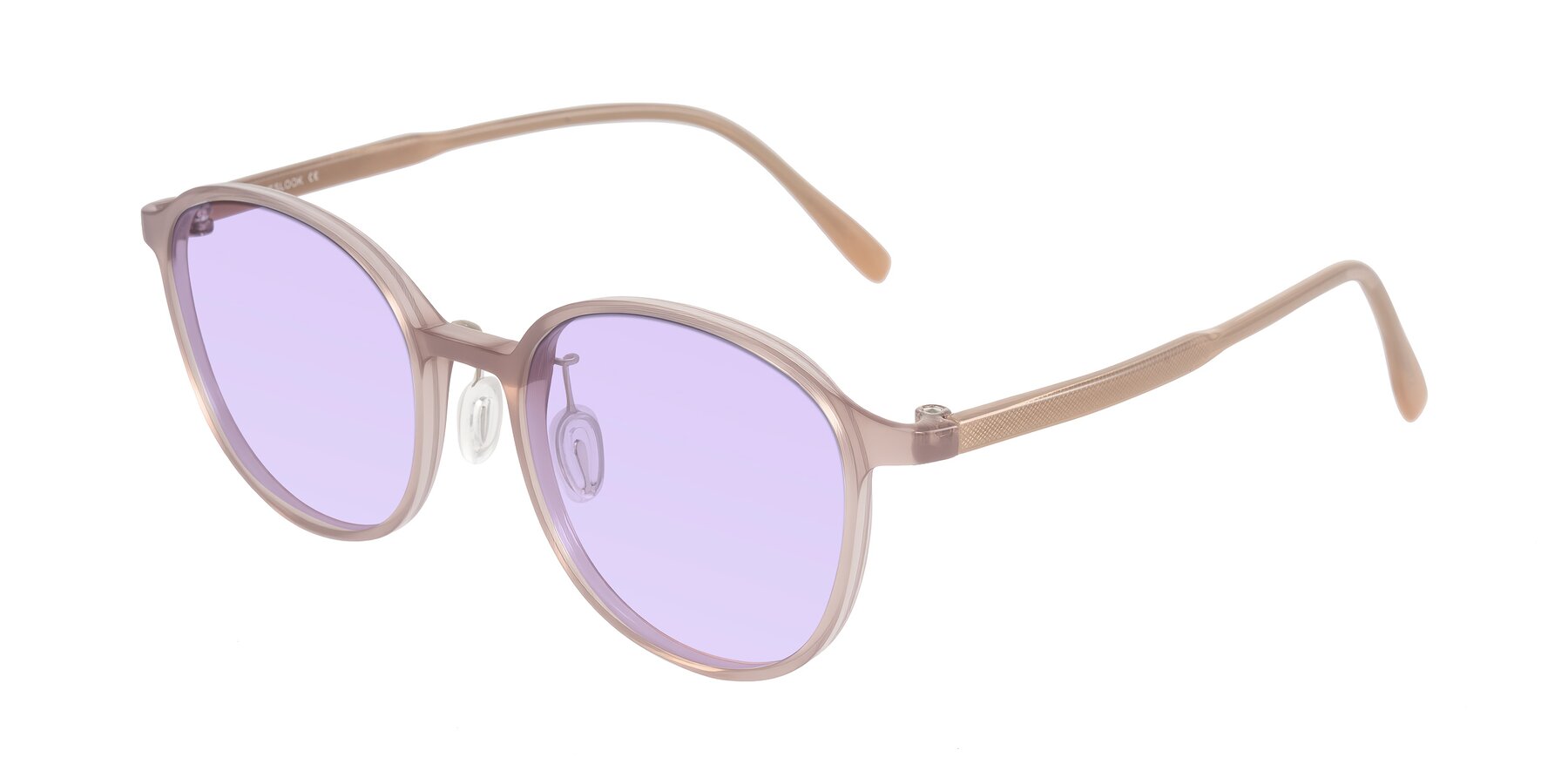 Angle of Vessani in Pastel Brown with Light Purple Tinted Lenses