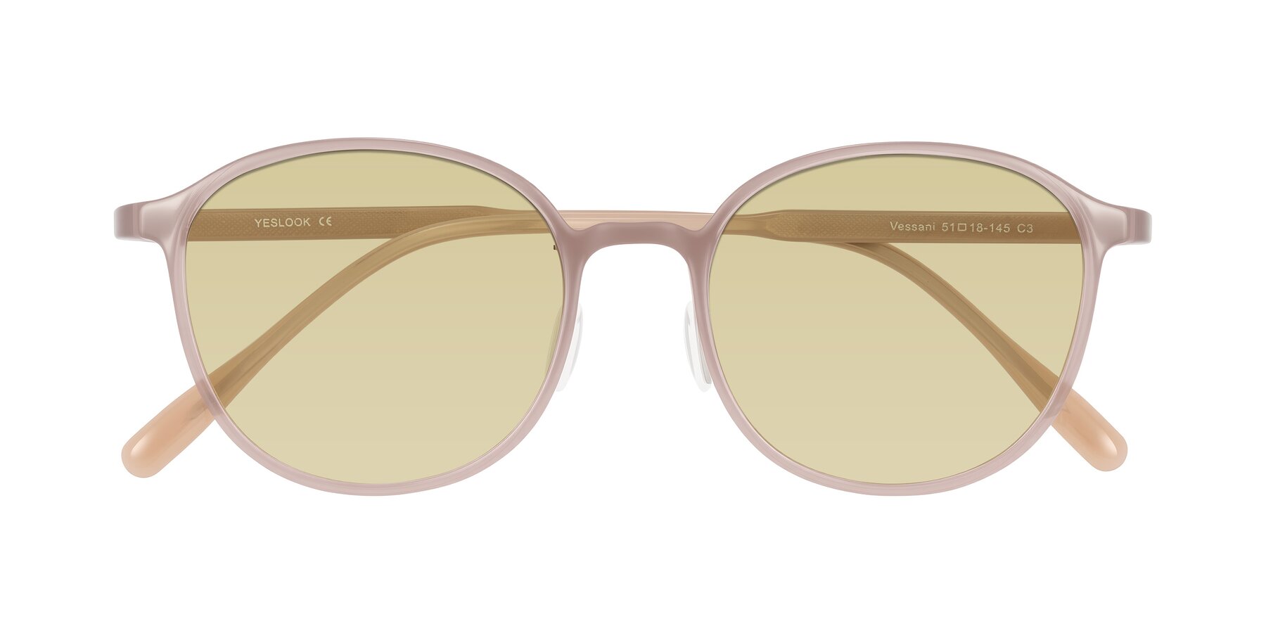 Folded Front of Vessani in Pastel Brown with Light Champagne Tinted Lenses