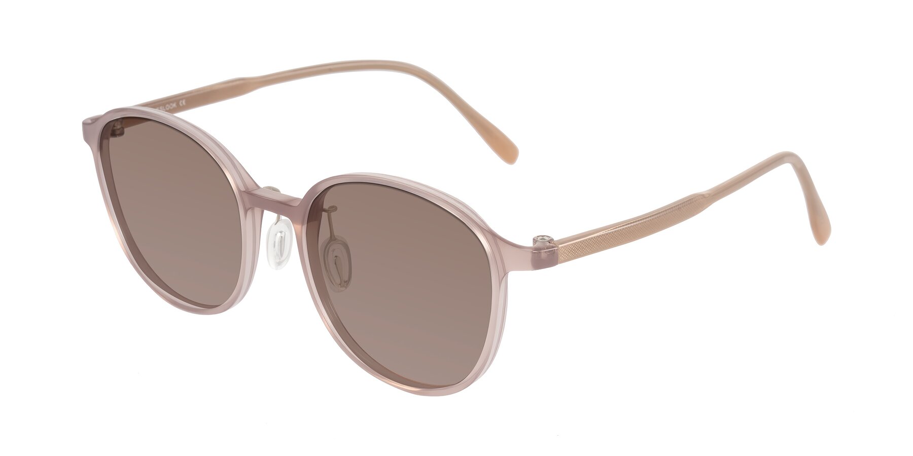 Angle of Vessani in Pastel Brown with Medium Brown Tinted Lenses
