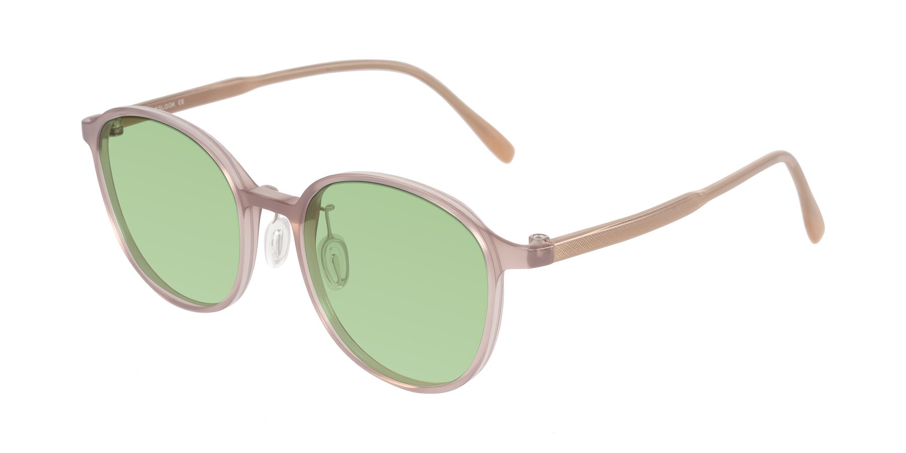 Angle of Vessani in Pastel Brown with Medium Green Tinted Lenses