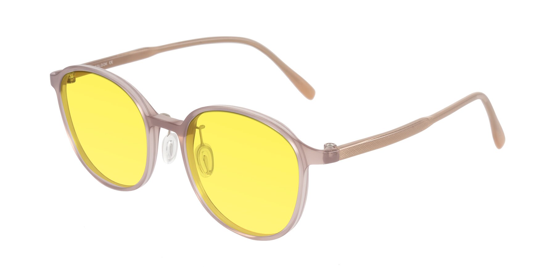 Angle of Vessani in Pastel Brown with Medium Yellow Tinted Lenses