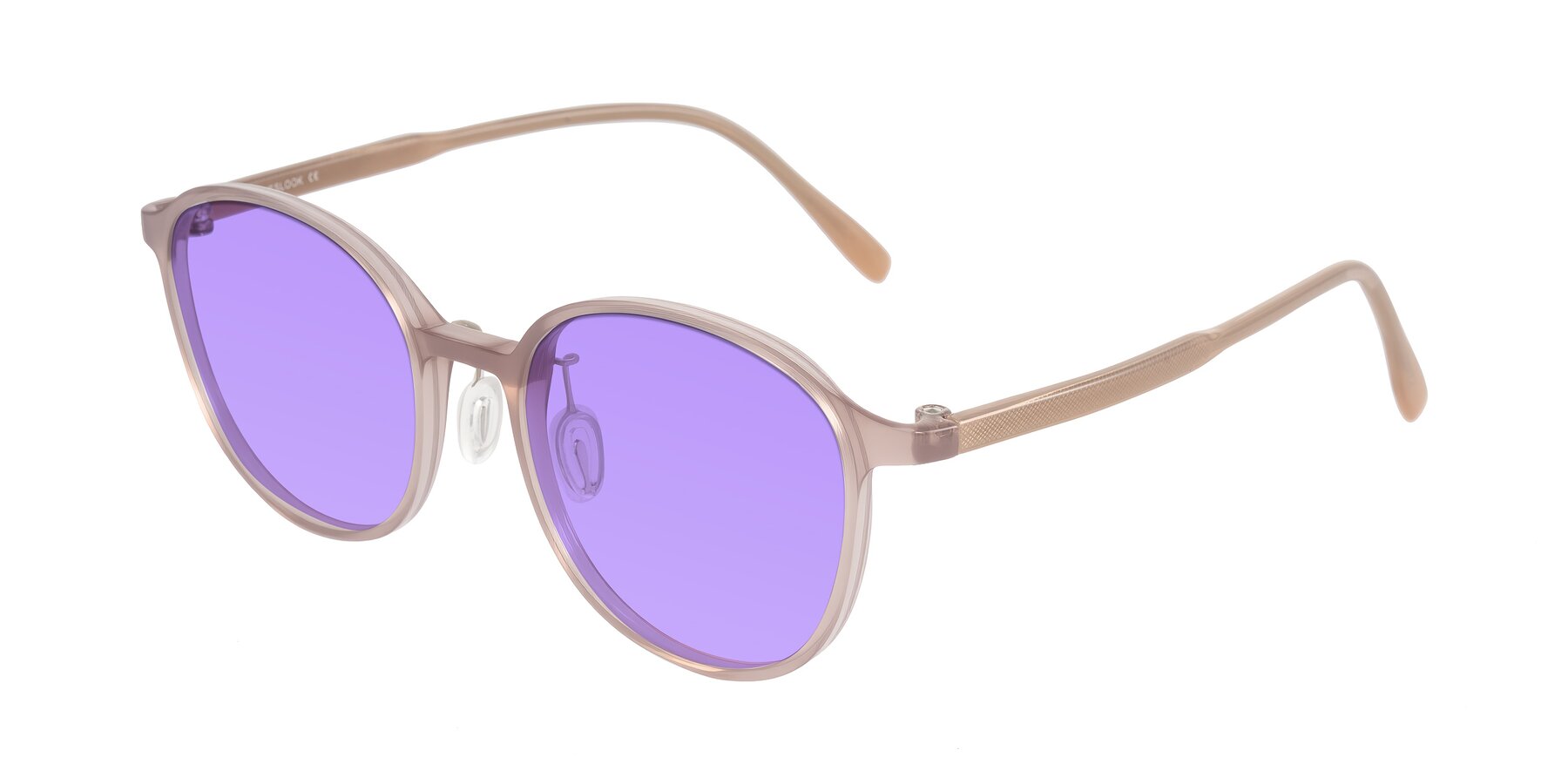 Angle of Vessani in Pastel Brown with Medium Purple Tinted Lenses