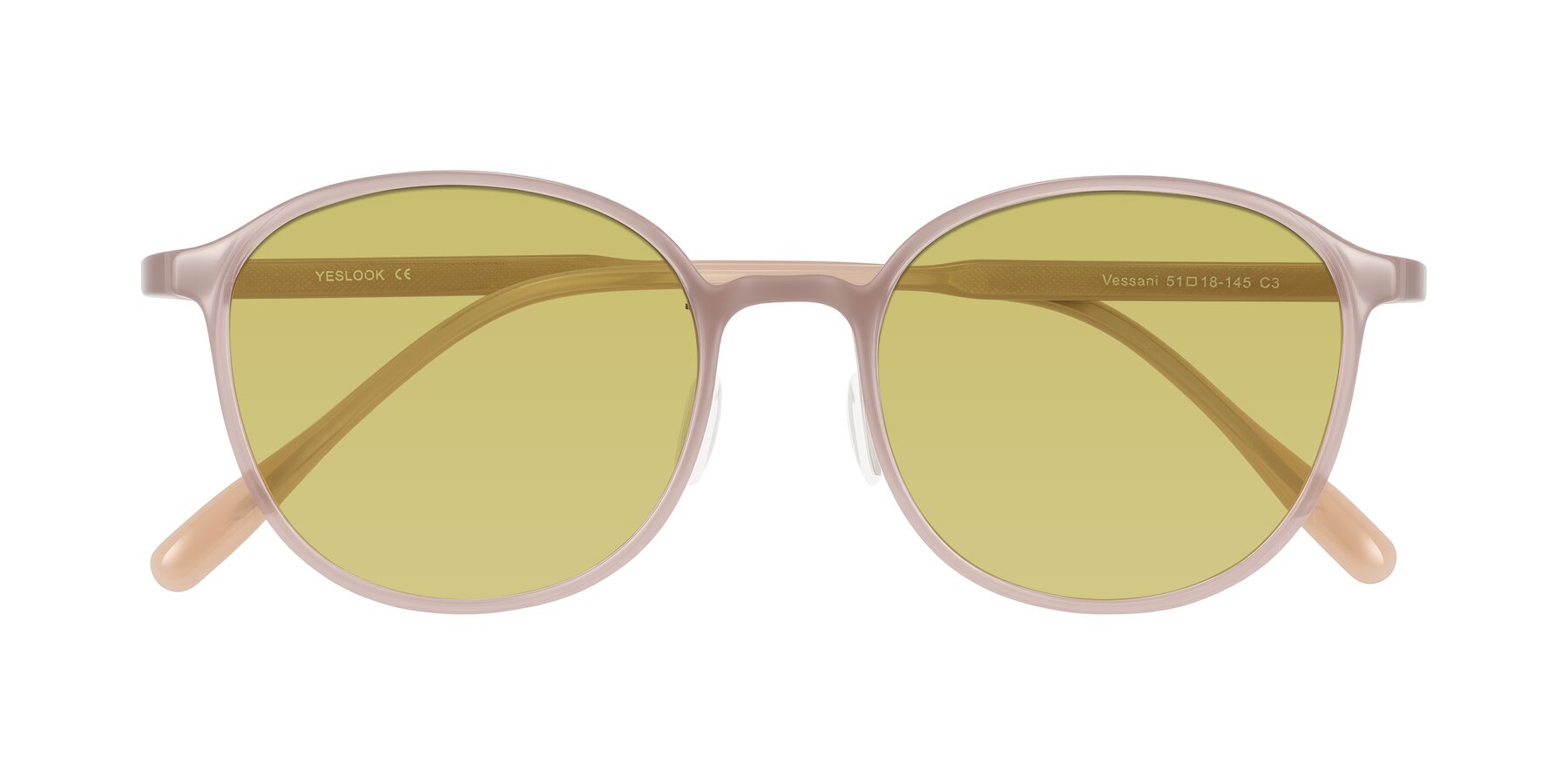 Folded Front of Vessani in Pastel Brown with Medium Champagne Tinted Lenses