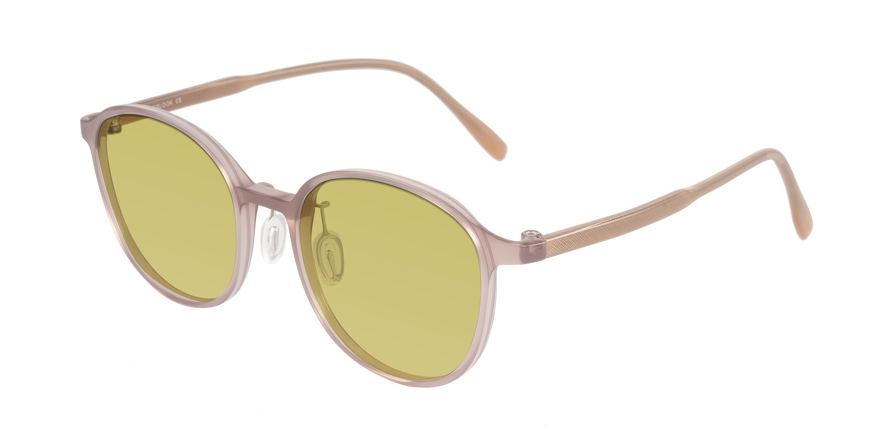 Angle of Vessani in Pastel Brown with Medium Champagne Tinted Lenses