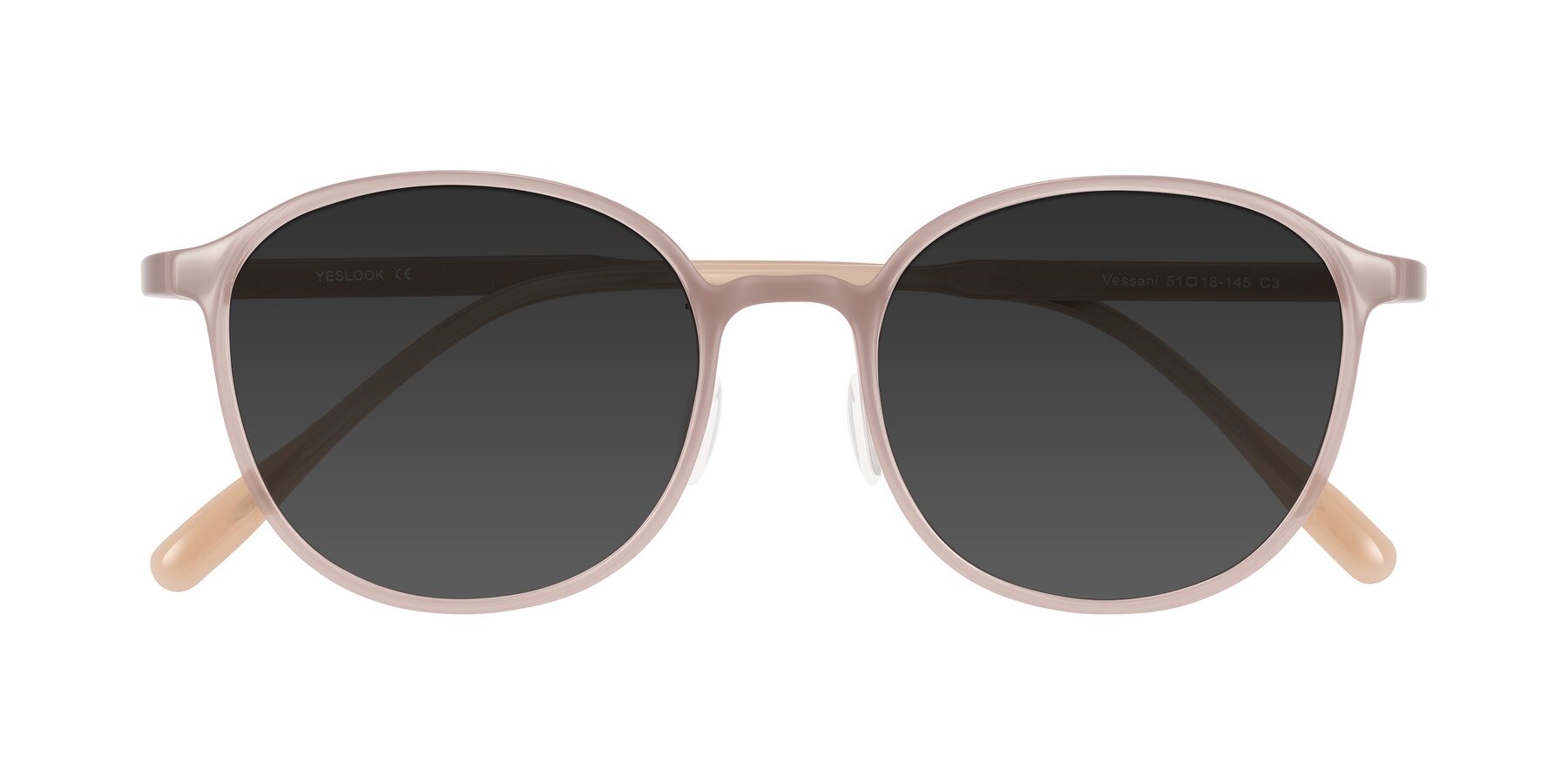Folded Front of Vessani in Pastel Brown with Gray Tinted Lenses
