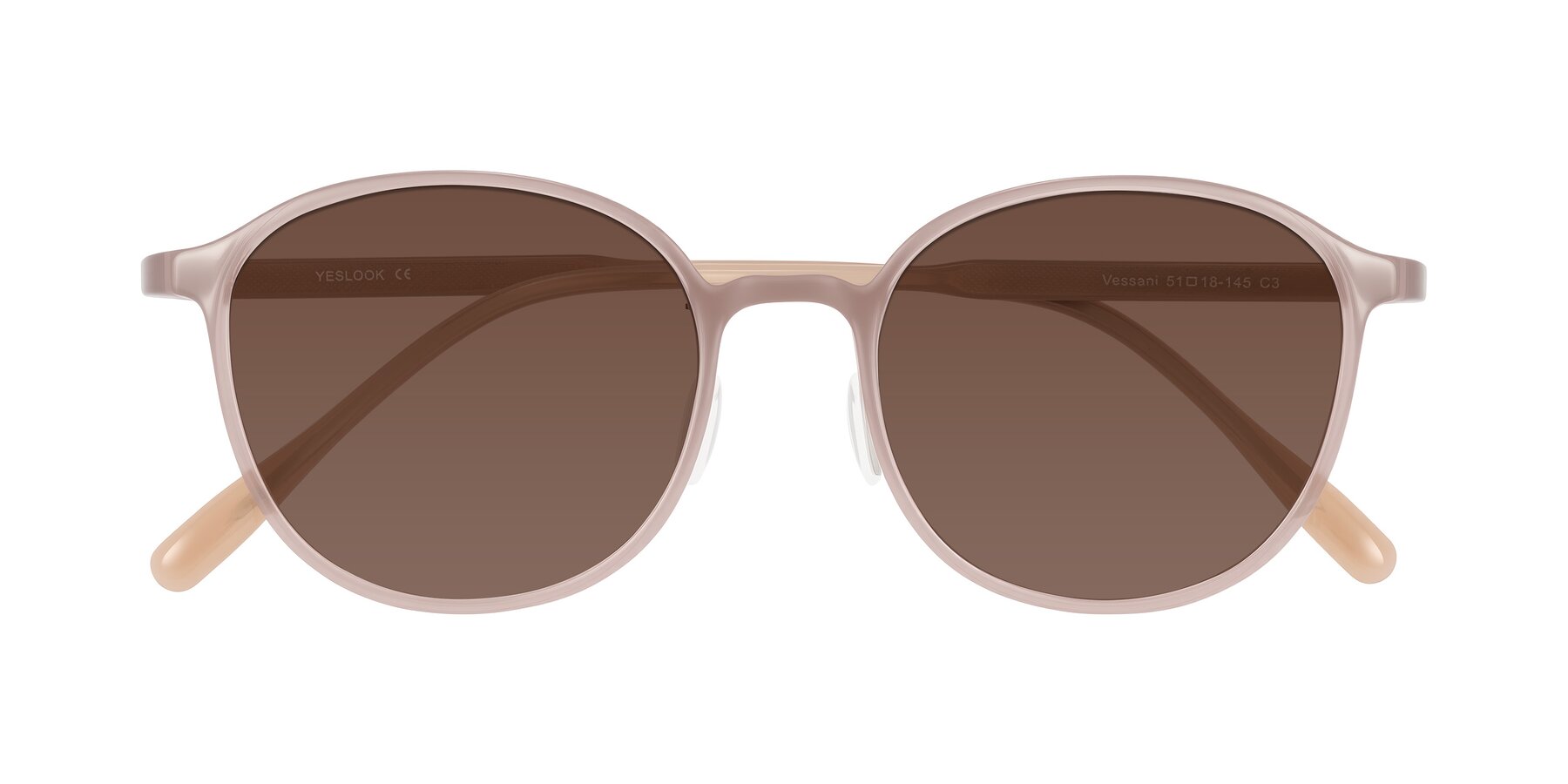 Folded Front of Vessani in Pastel Brown with Brown Tinted Lenses