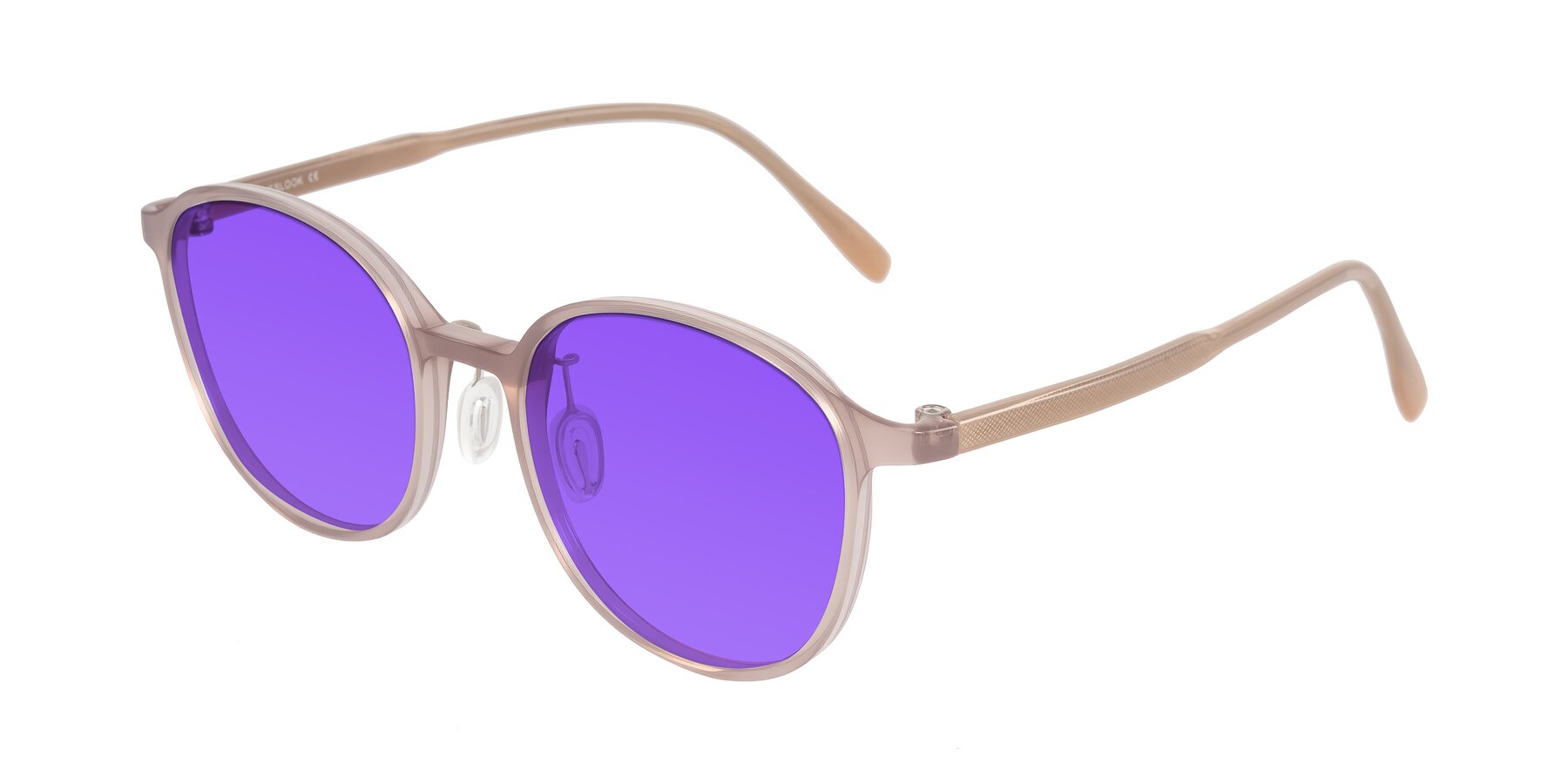 Angle of Vessani in Pastel Brown with Purple Tinted Lenses